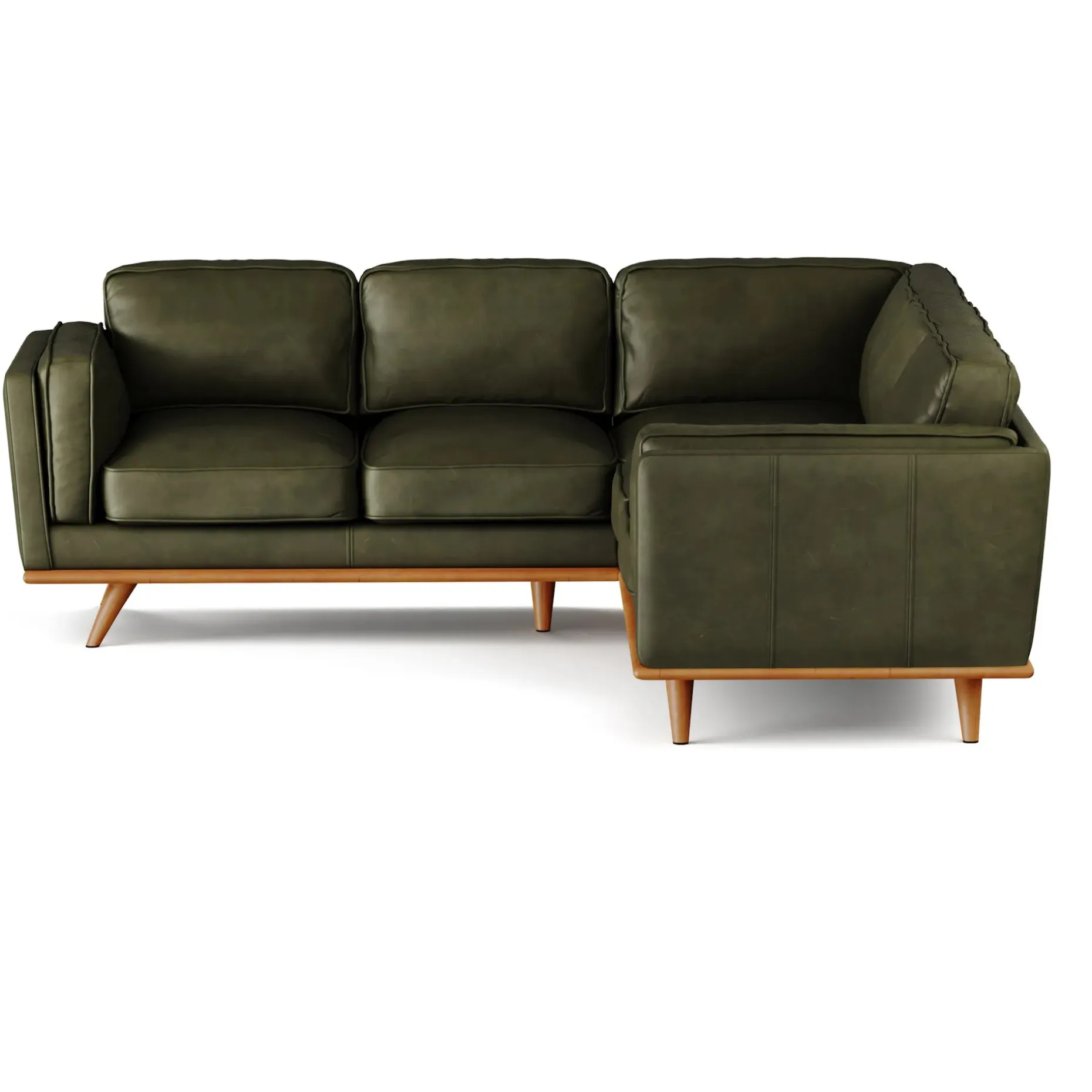 Timber 93" Leather Corner Sectional - Charme Green