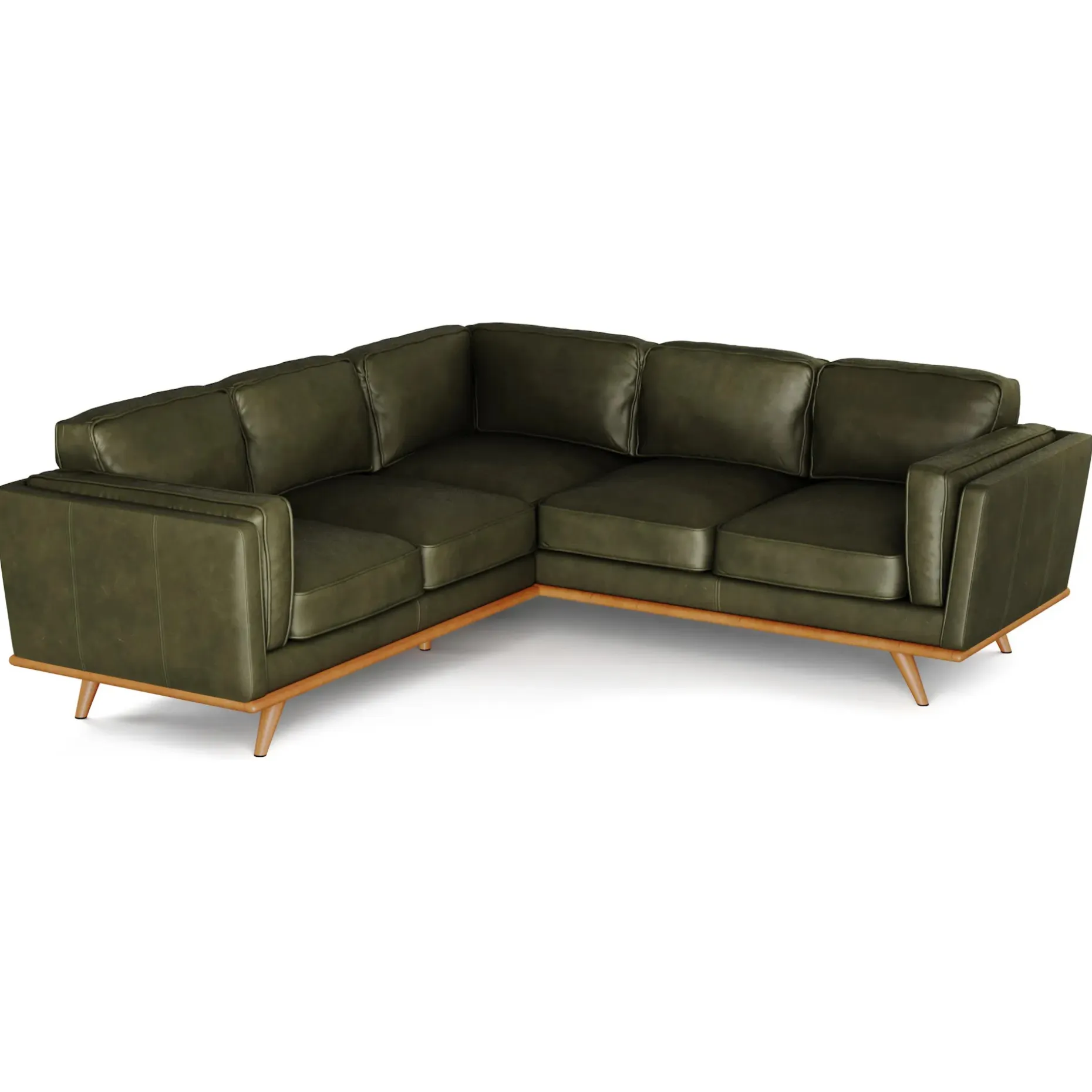 Timber 93" Leather Corner Sectional - Charme Green