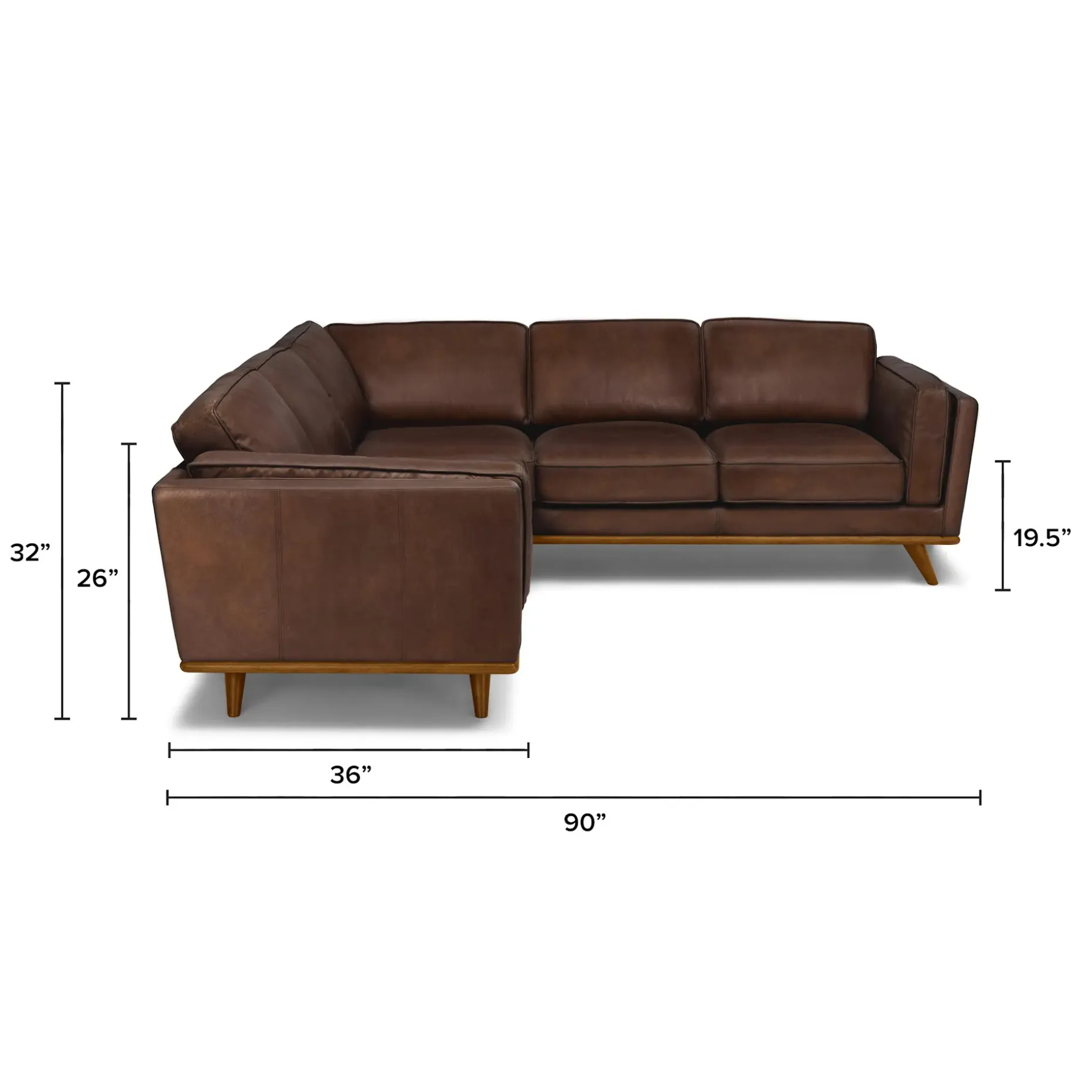 Timber 93" Leather Corner Sectional - Charme Chocolat