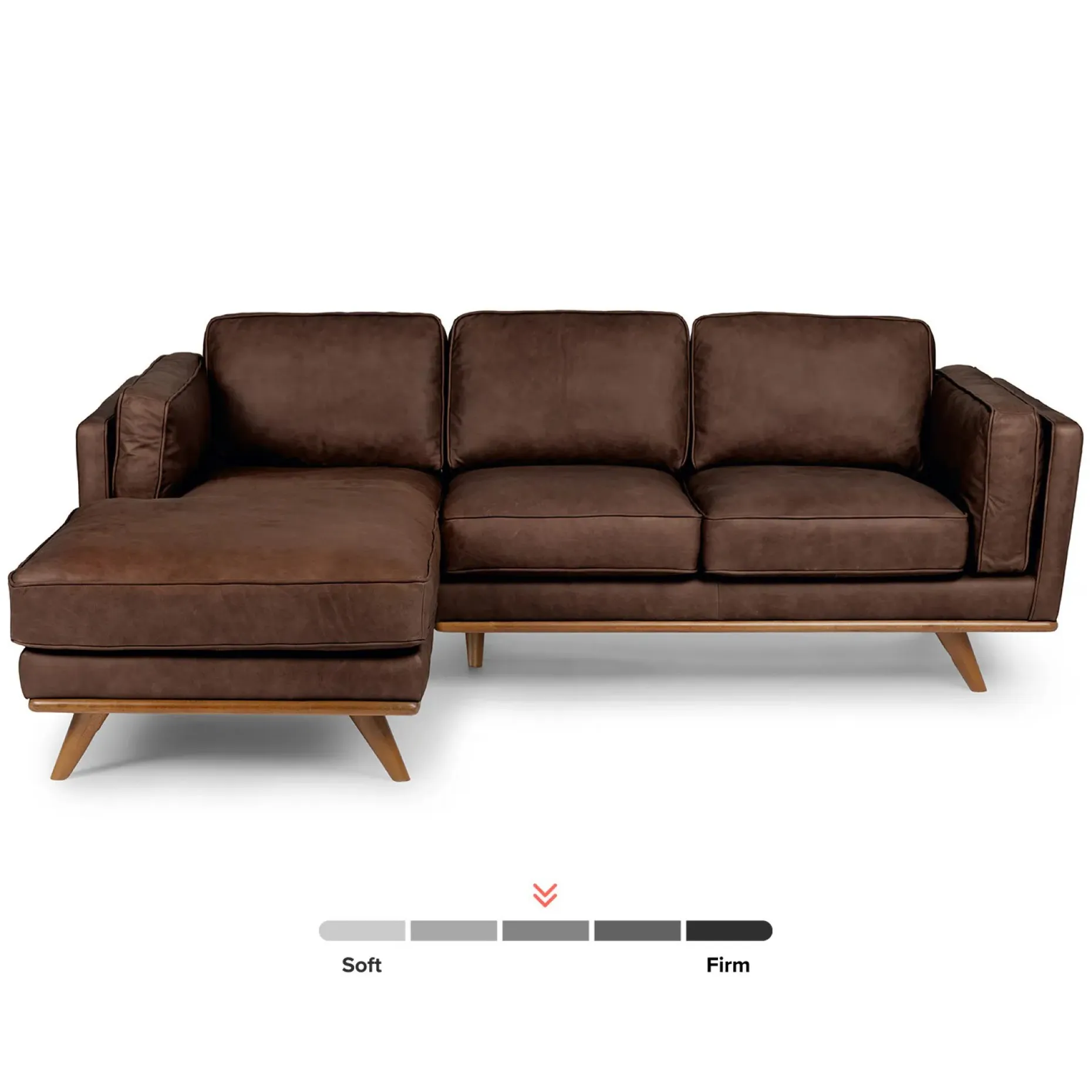 Timber 93" Leather Left Sectional - Charme Chocolat