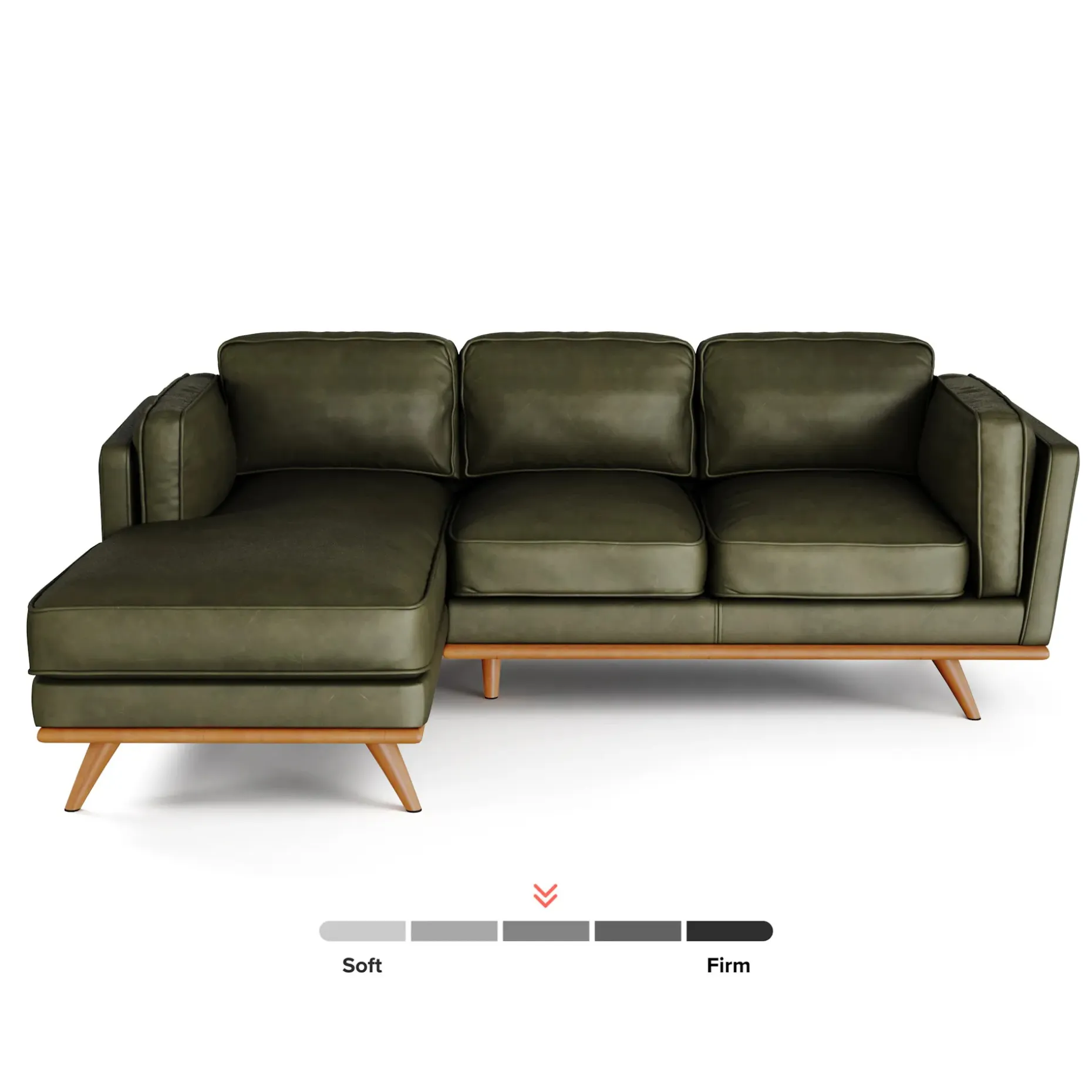 Timber 93" Leather Left Sectional - Charme Green
