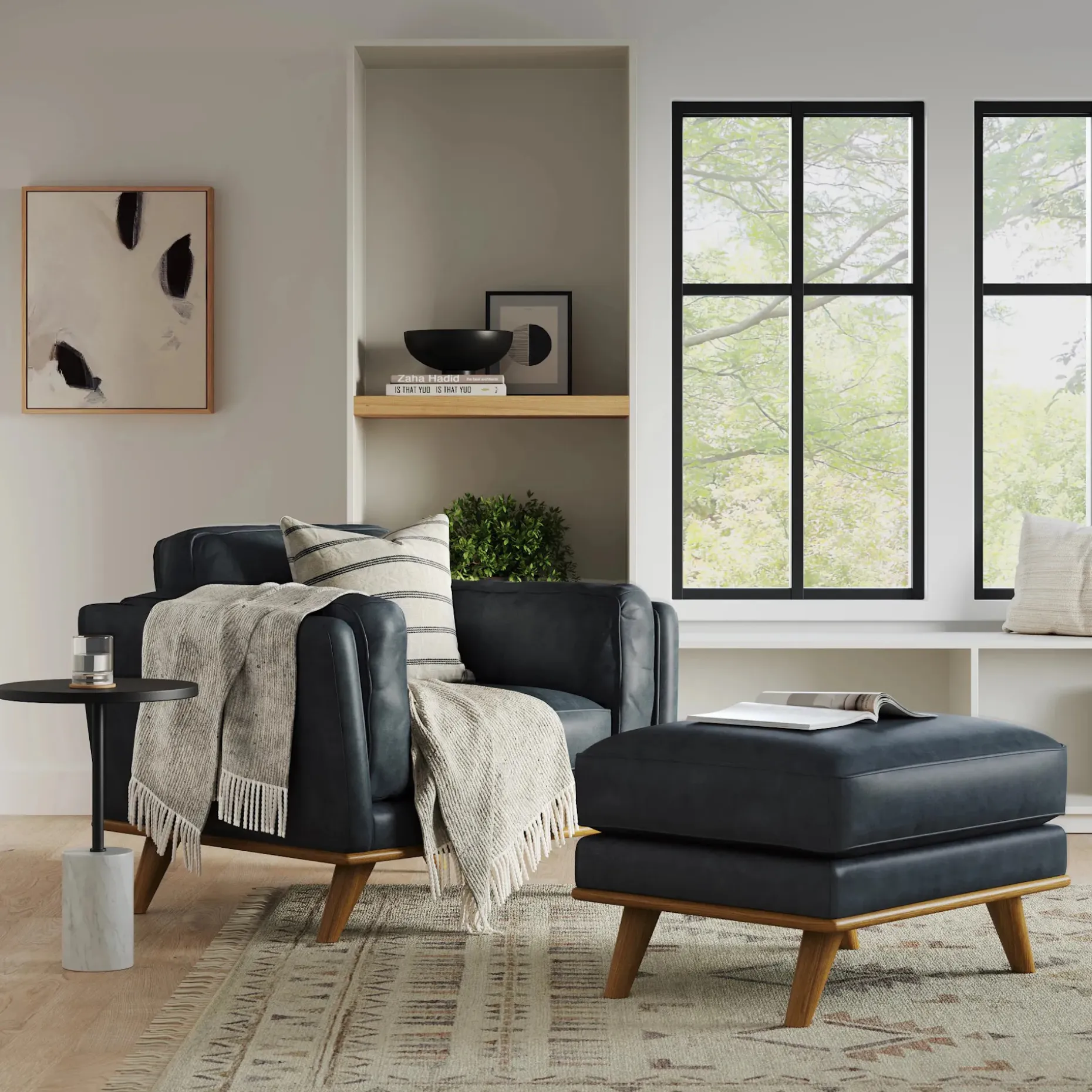 Timber 41" Leather Lounge Chair - Charme Chocolat