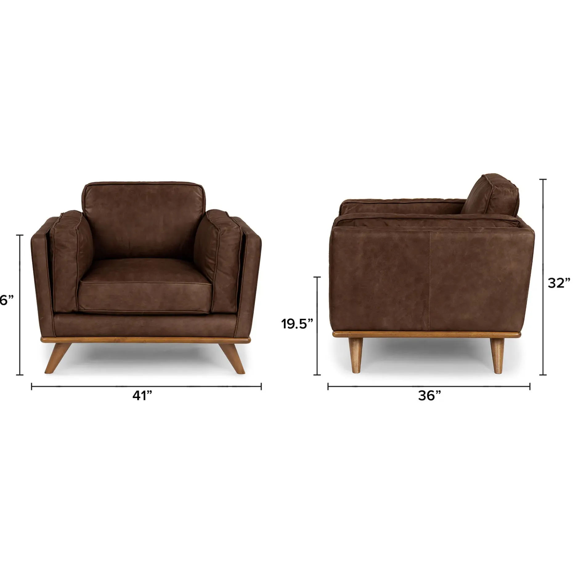 Timber 41" Leather Lounge Chair - Charme Chocolat