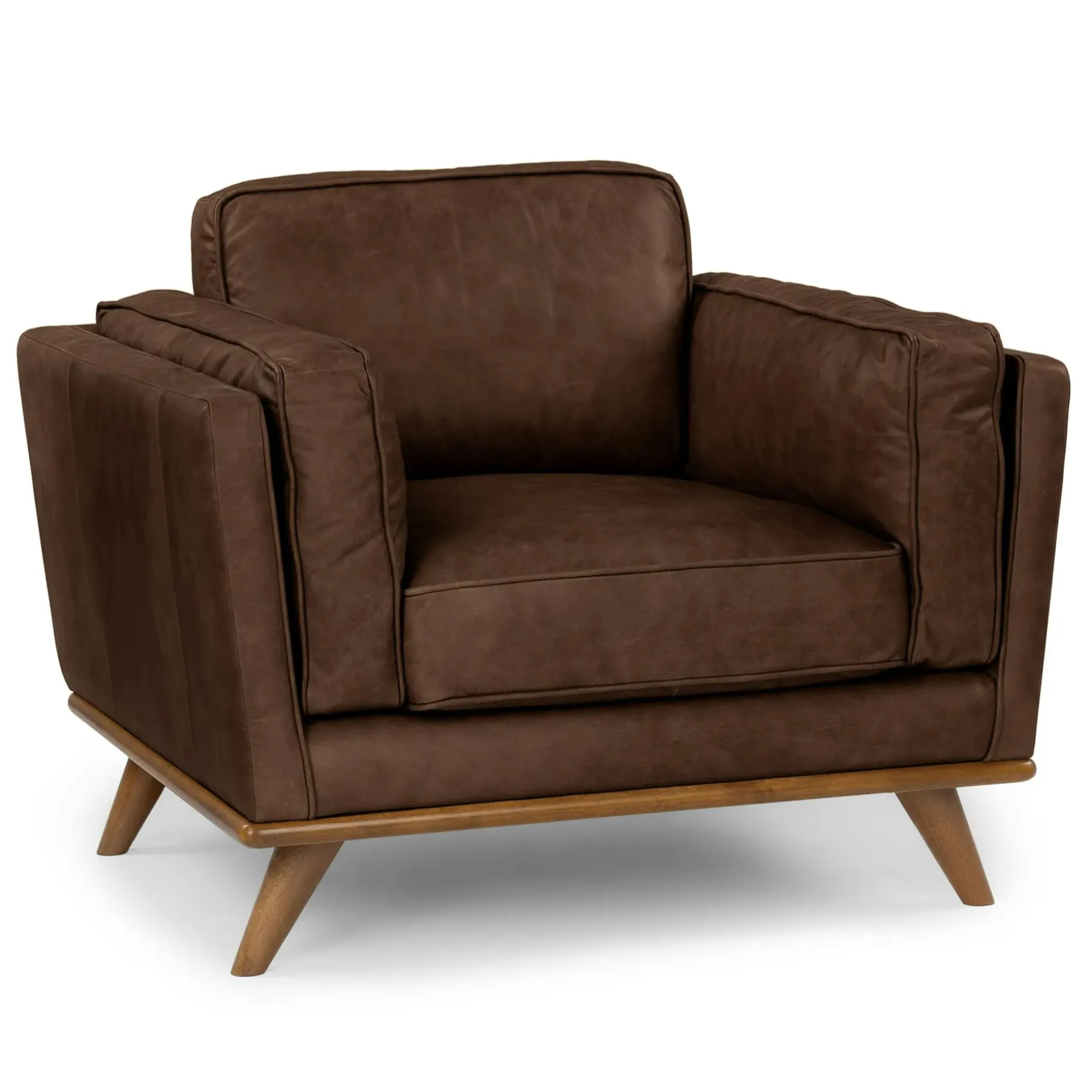 Timber 41" Leather Lounge Chair - Charme Chocolat