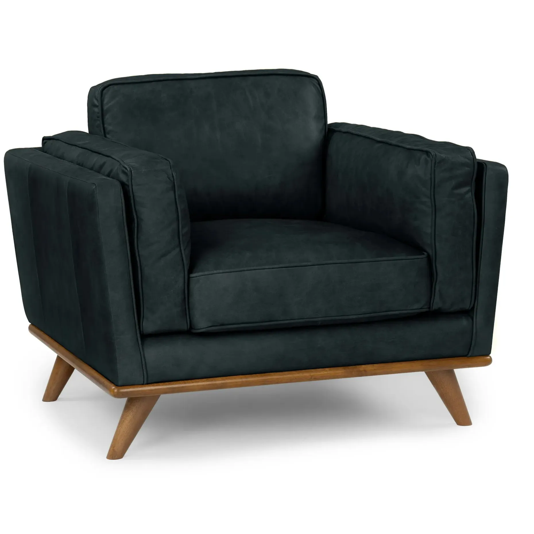 Timber 41" Leather Lounge Chair - Charme Black