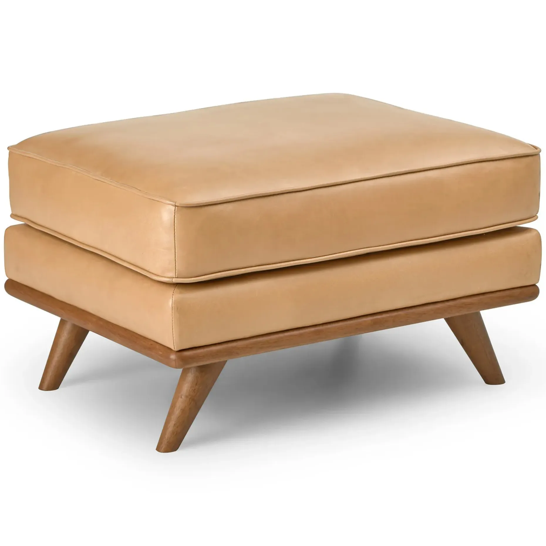 Timber 31" Leather Ottoman - Charme Tan