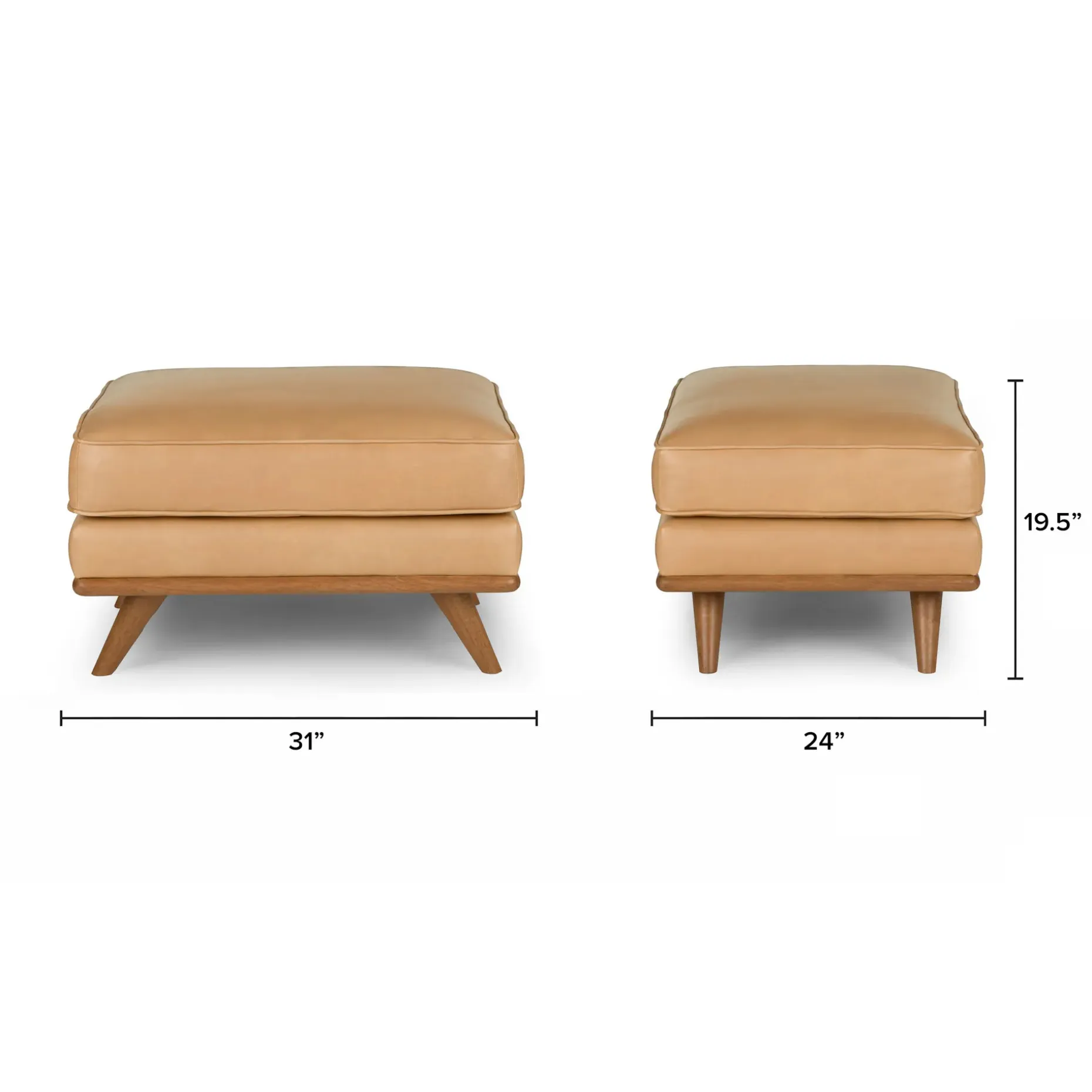 Timber 31" Leather Ottoman - Charme Tan