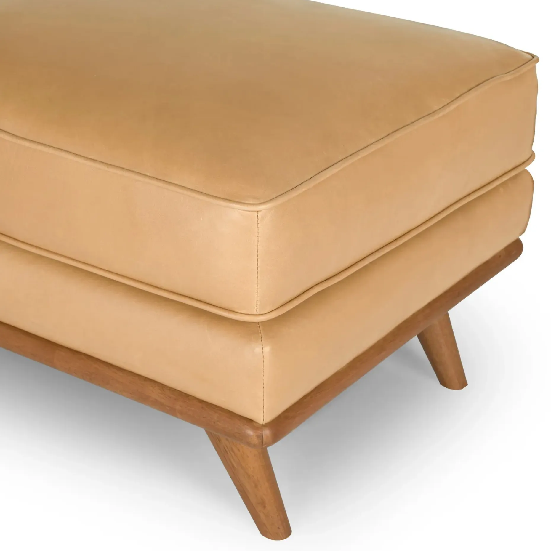 Timber 31" Leather Ottoman - Charme Tan