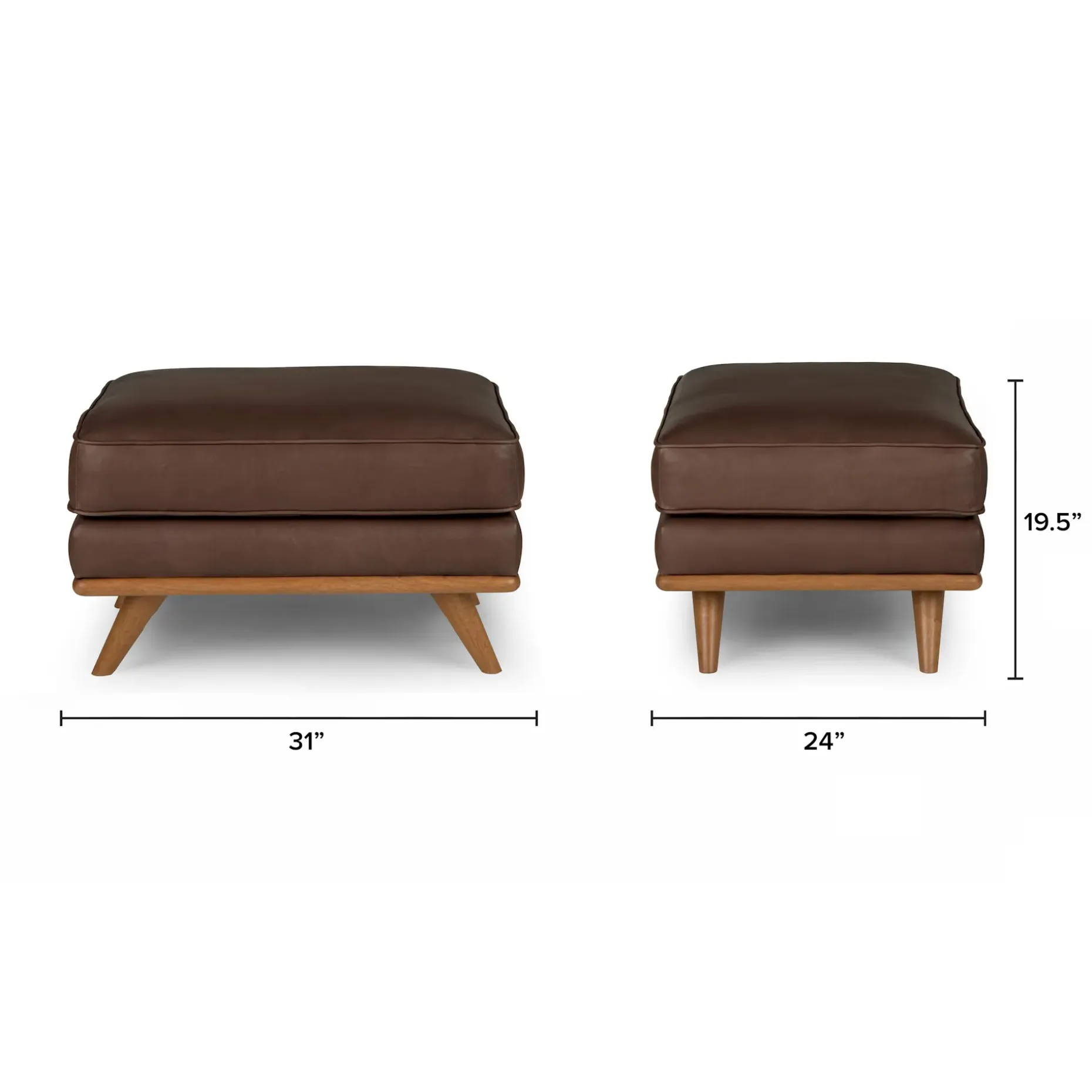 Timber 31" Leather Ottoman - Charme Chocolat