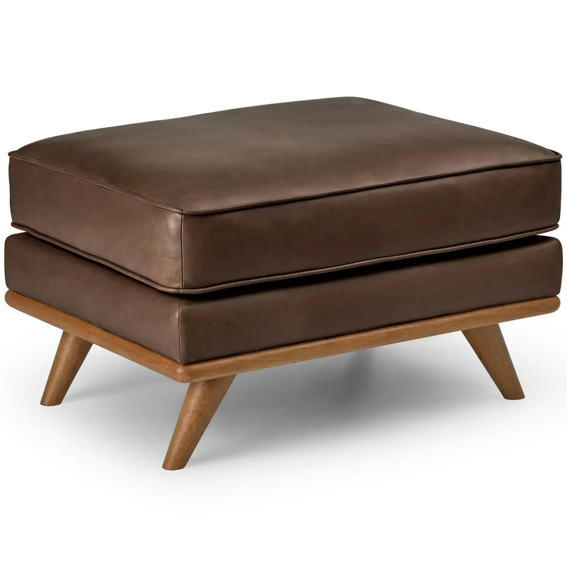 Timber 31" Leather Ottoman - Charme Chocolat