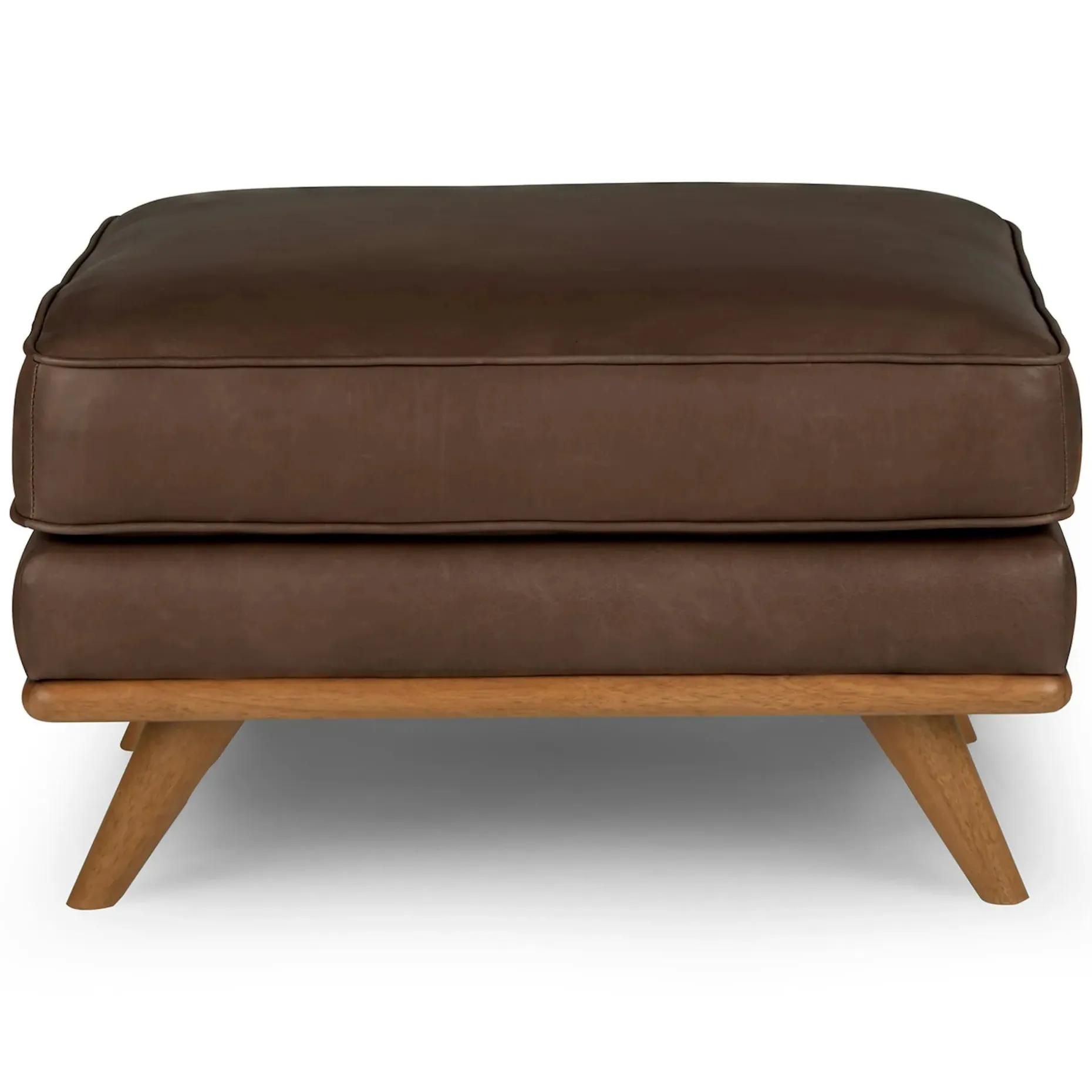 Timber 31" Leather Ottoman - Charme Chocolat