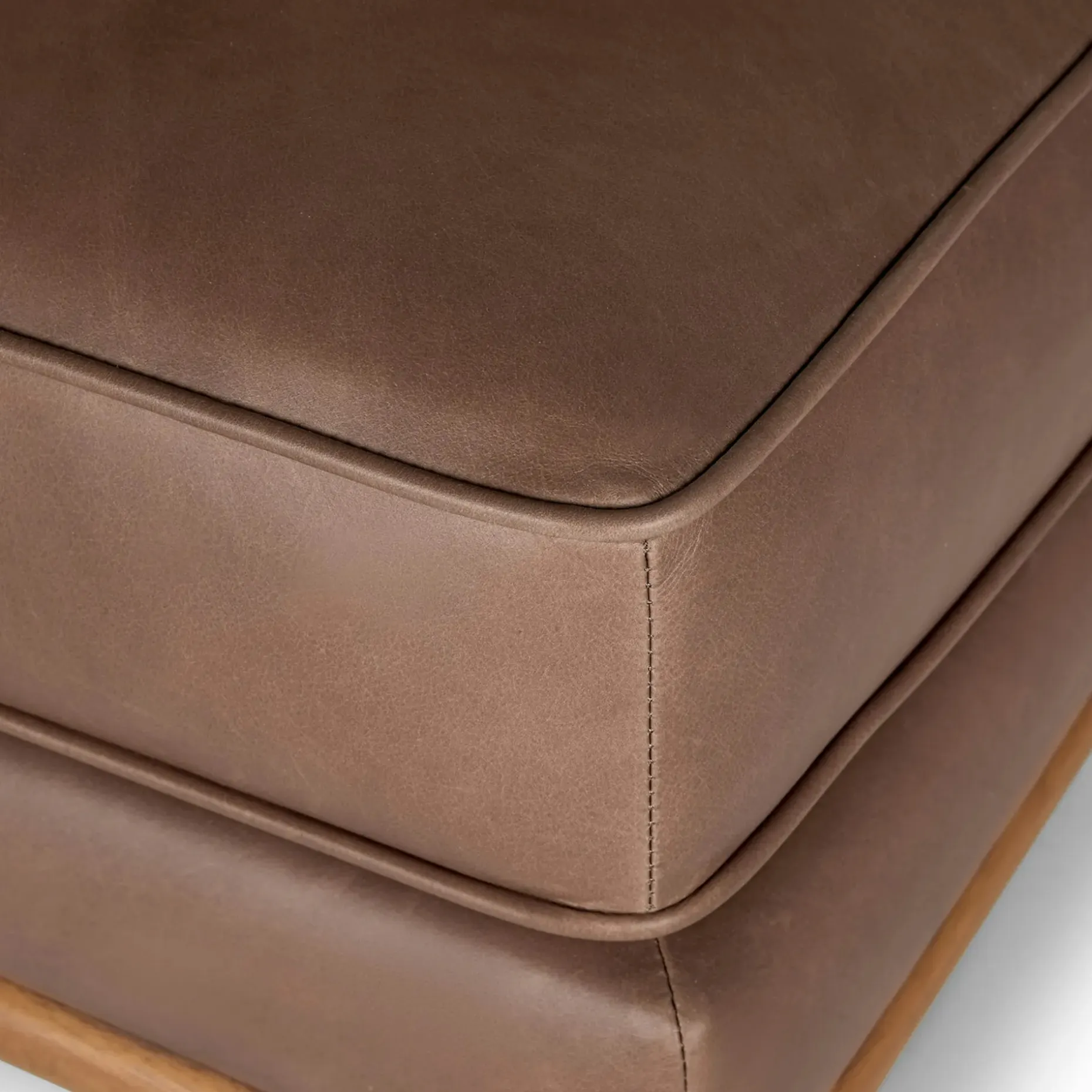 Timber 31" Leather Ottoman - Charme Chocolat