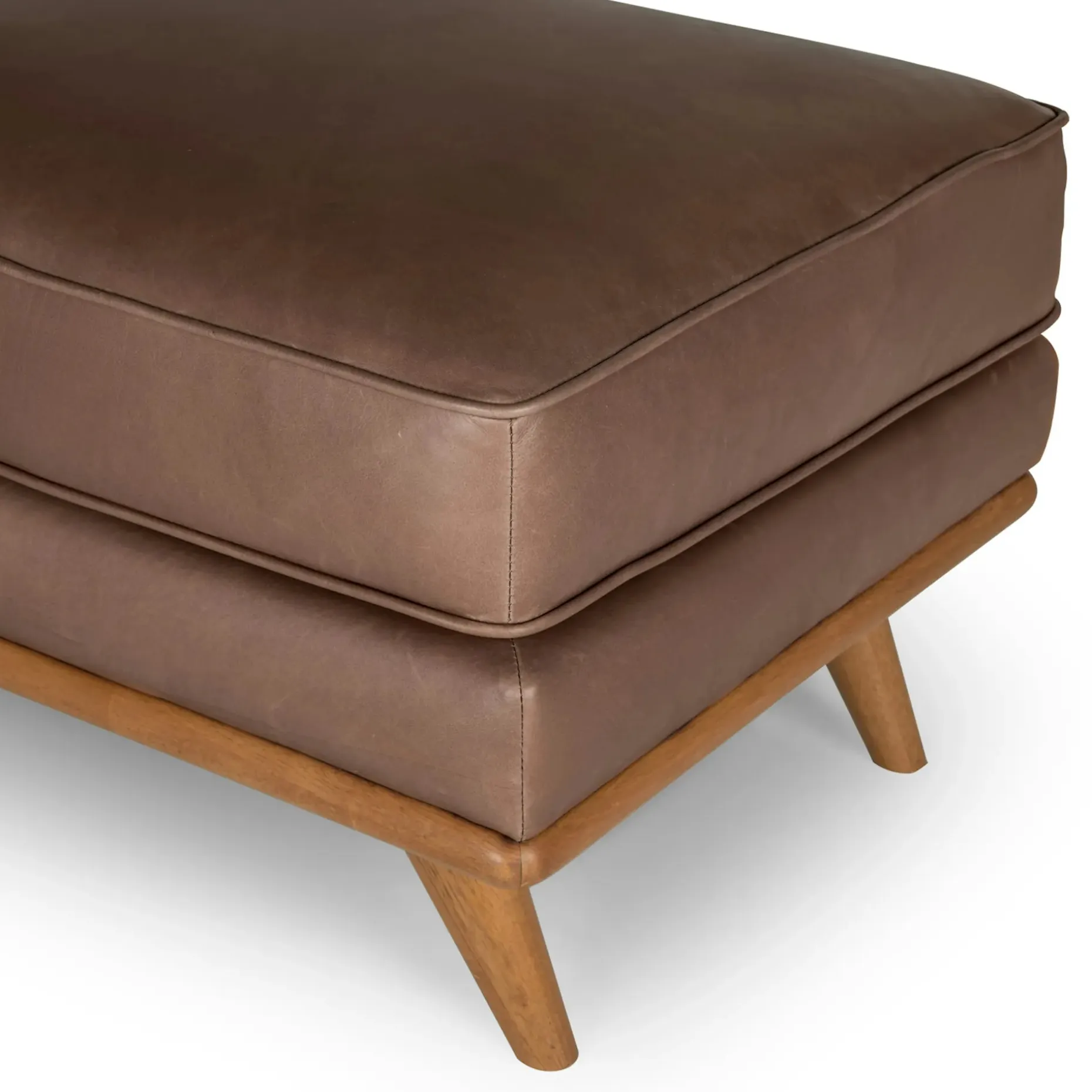 Timber 31" Leather Ottoman - Charme Chocolat