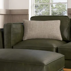 Timber 31" Leather Ottoman - Charme Green