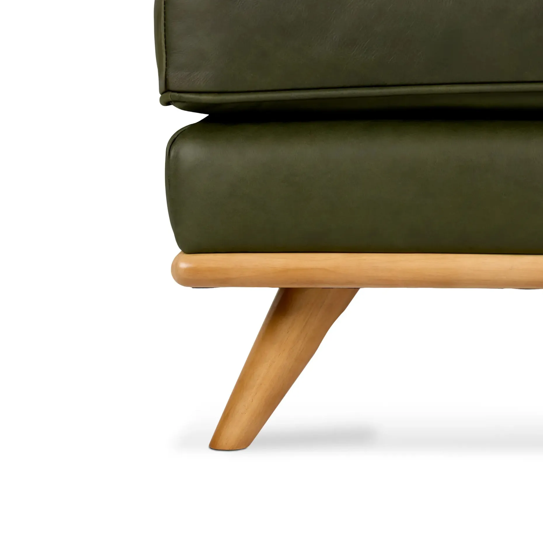 Timber 31" Leather Ottoman - Charme Green