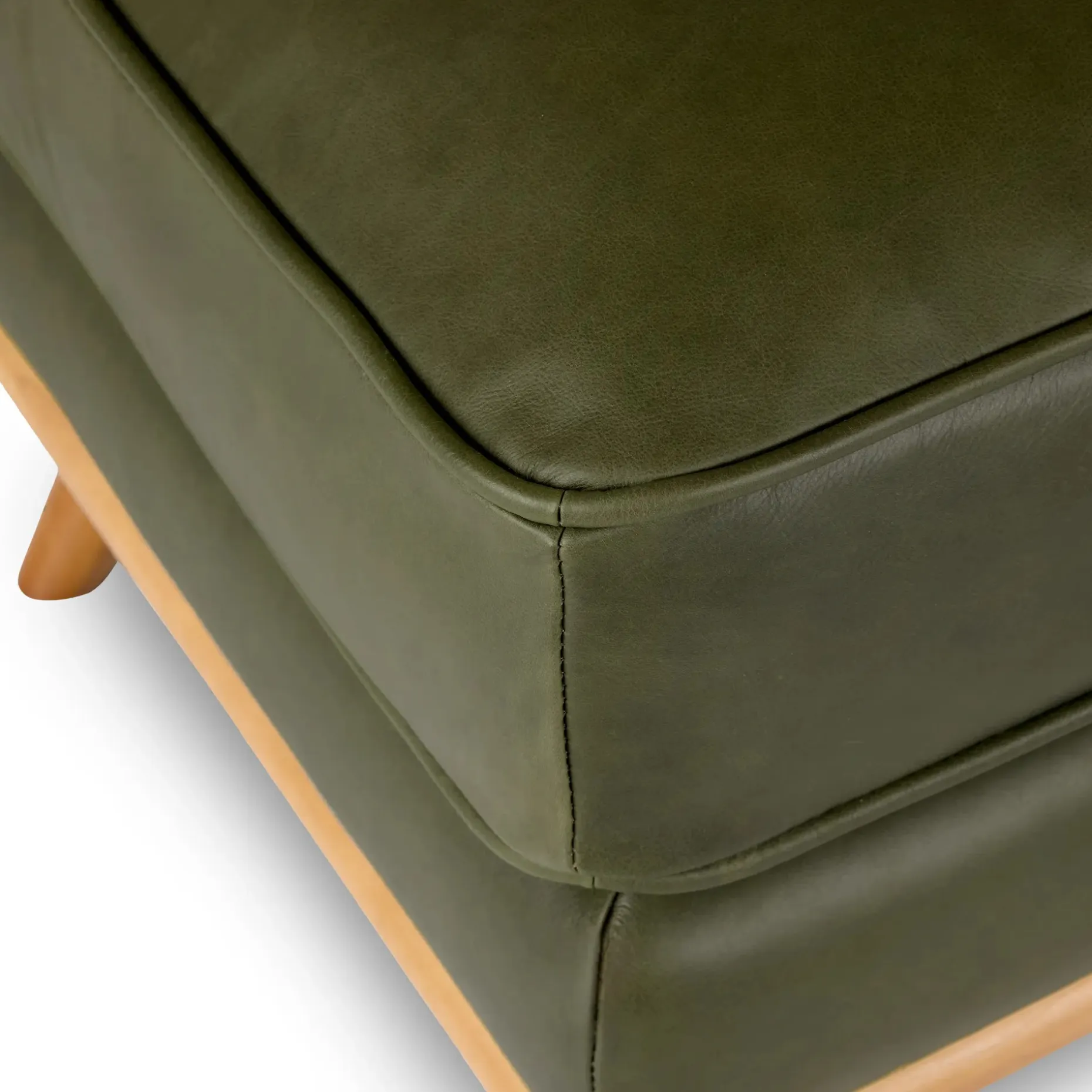 Timber 31" Leather Ottoman - Charme Green