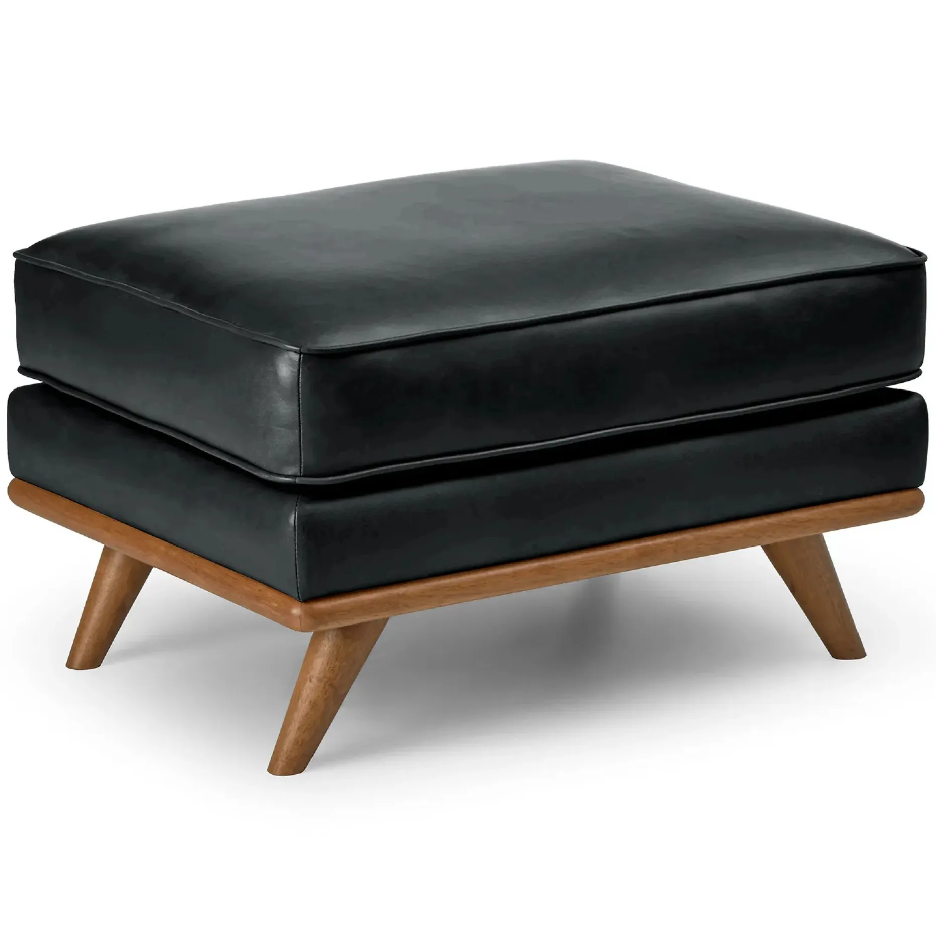 Timber 31" Leather Ottoman - Charme Black