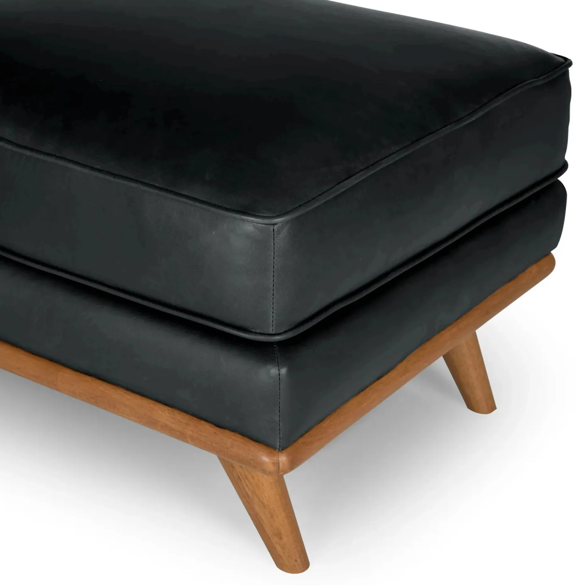 Timber 31" Leather Ottoman - Charme Black