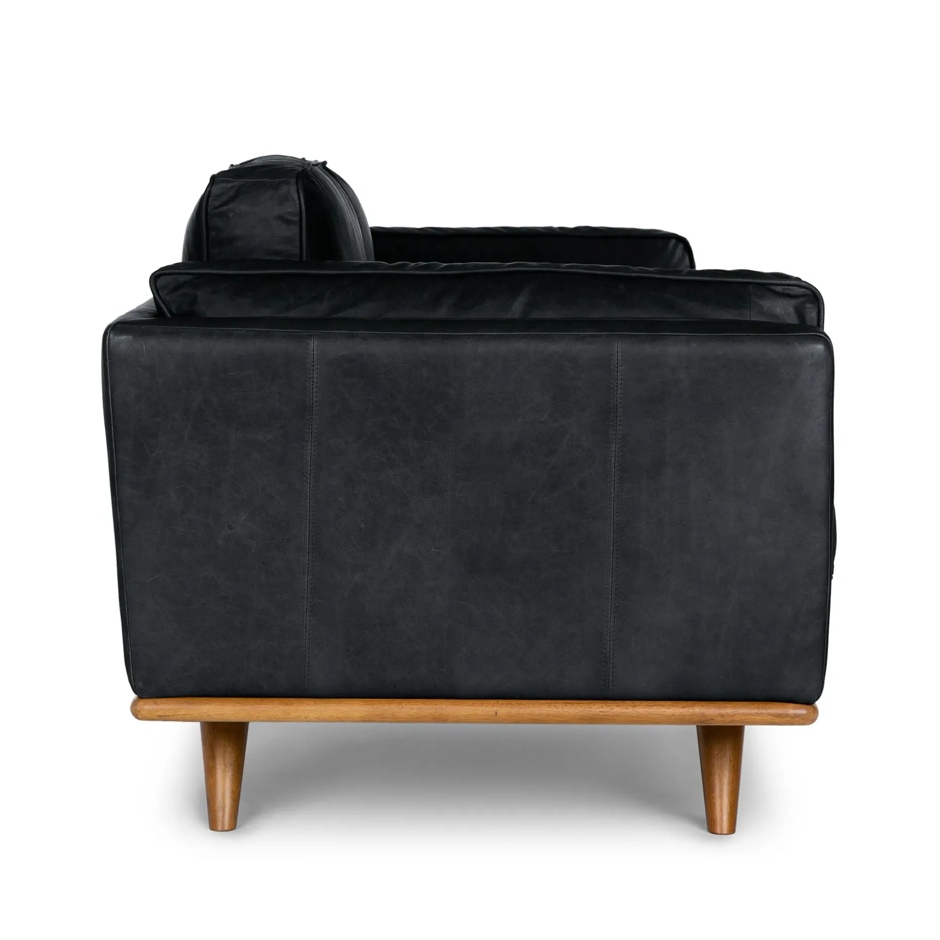 Timber 90" Leather Sofa - Charme Black