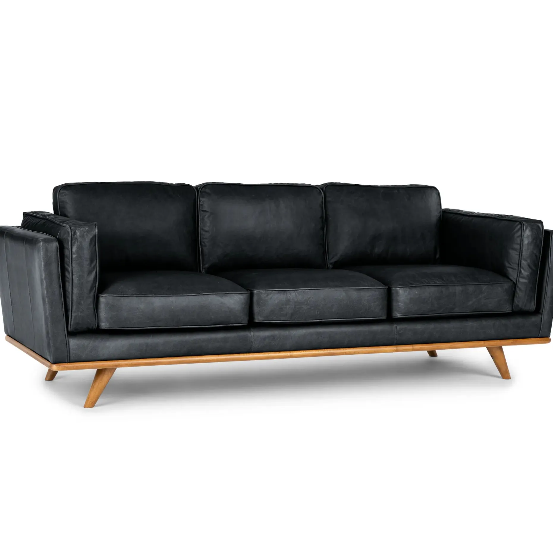 Timber 90" Leather Sofa - Charme Black