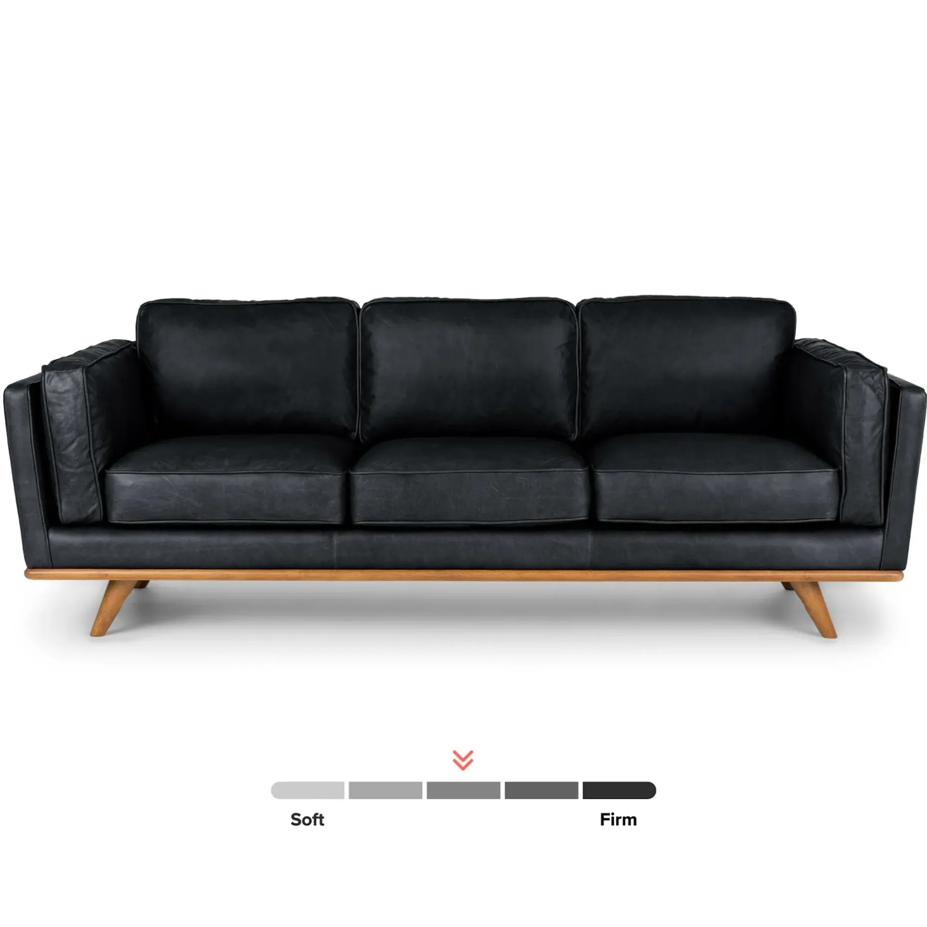 Timber 90" Leather Sofa - Charme Black