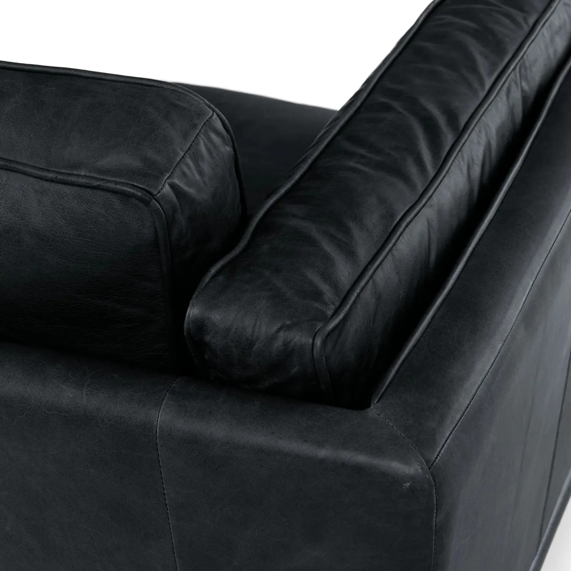 Timber 90" Leather Sofa - Charme Black