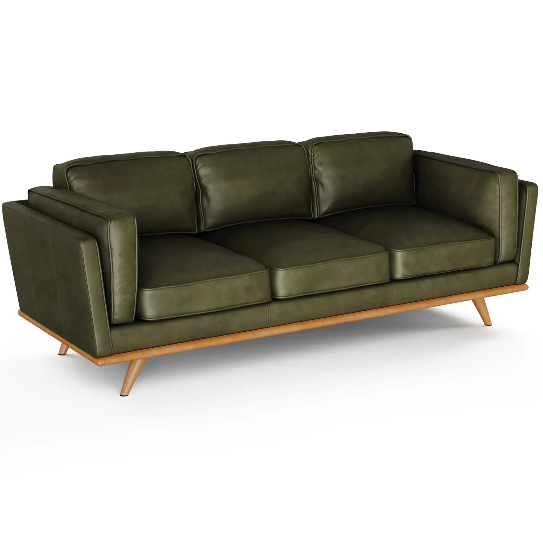 Timber 90" Leather Sofa - Charme Green