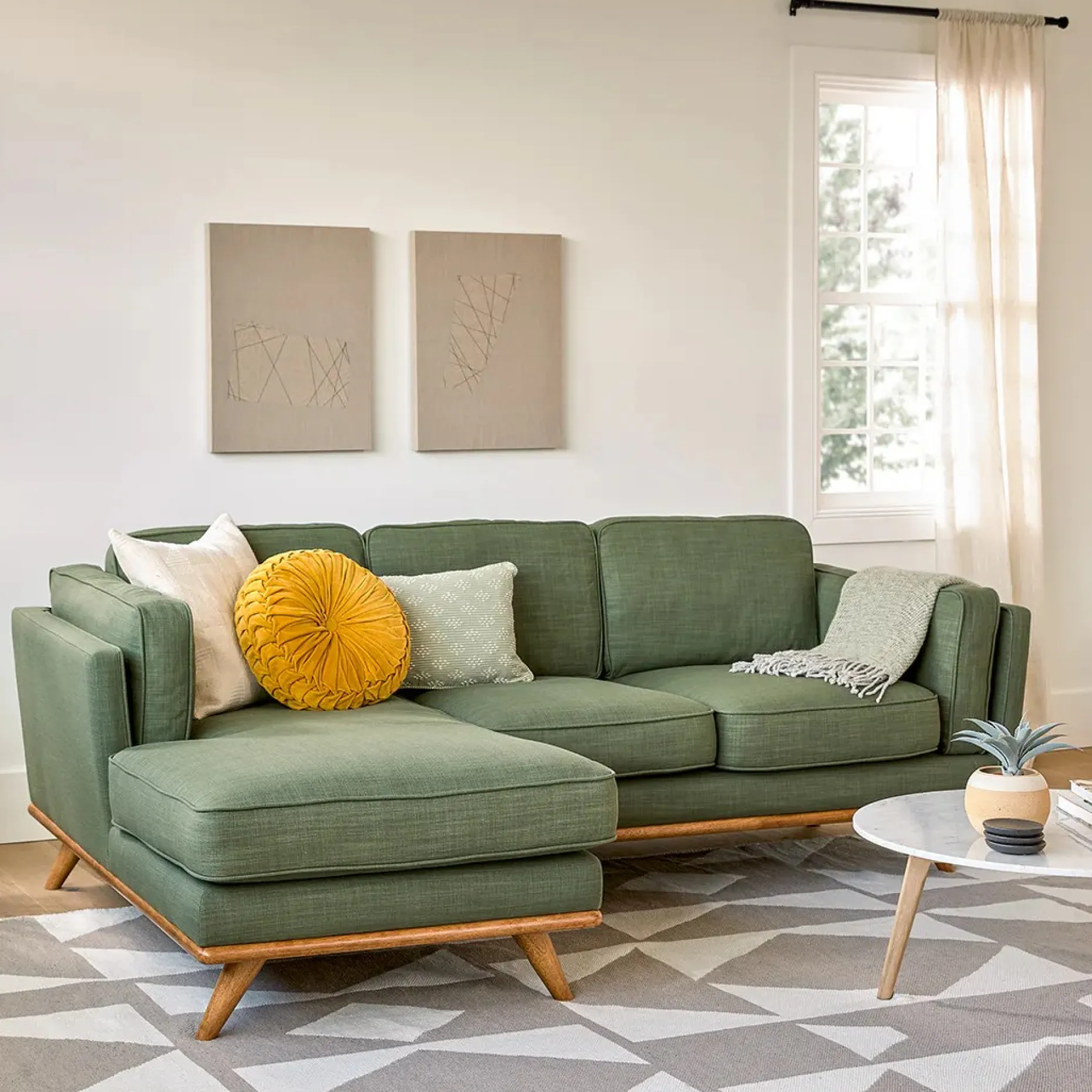Timber 93" Left Sectional - Olio Green