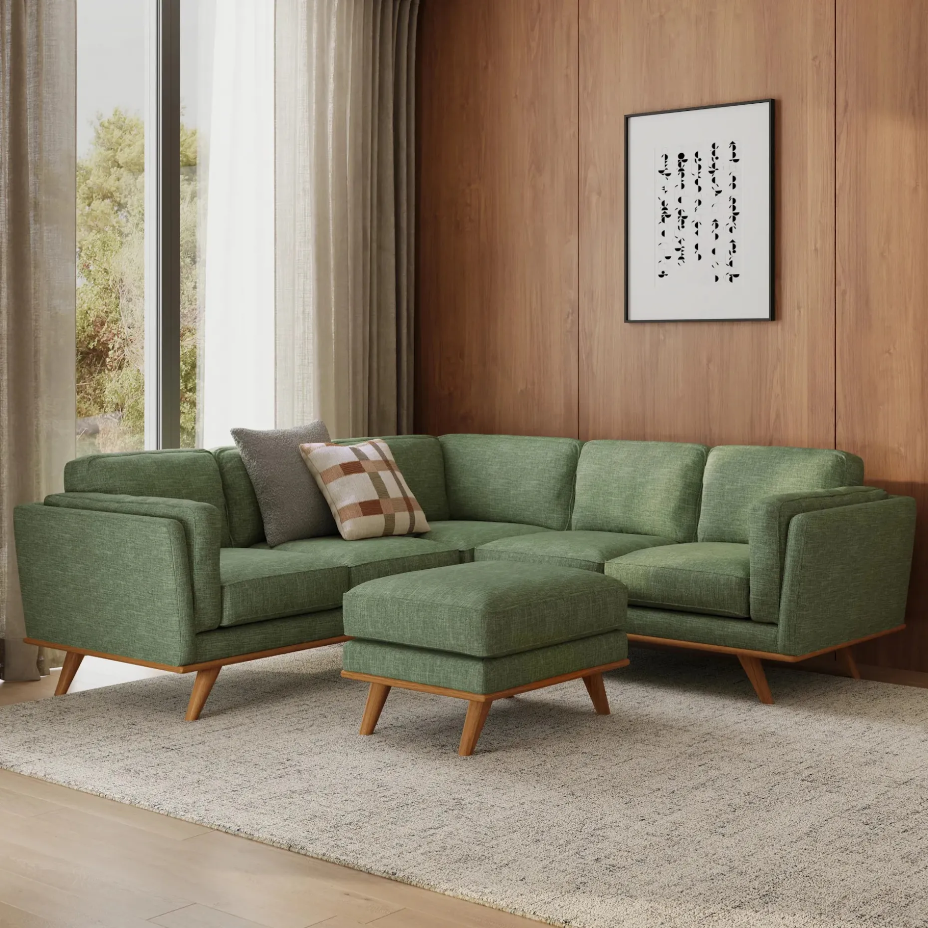 Timber 31" Ottoman - Olio Green