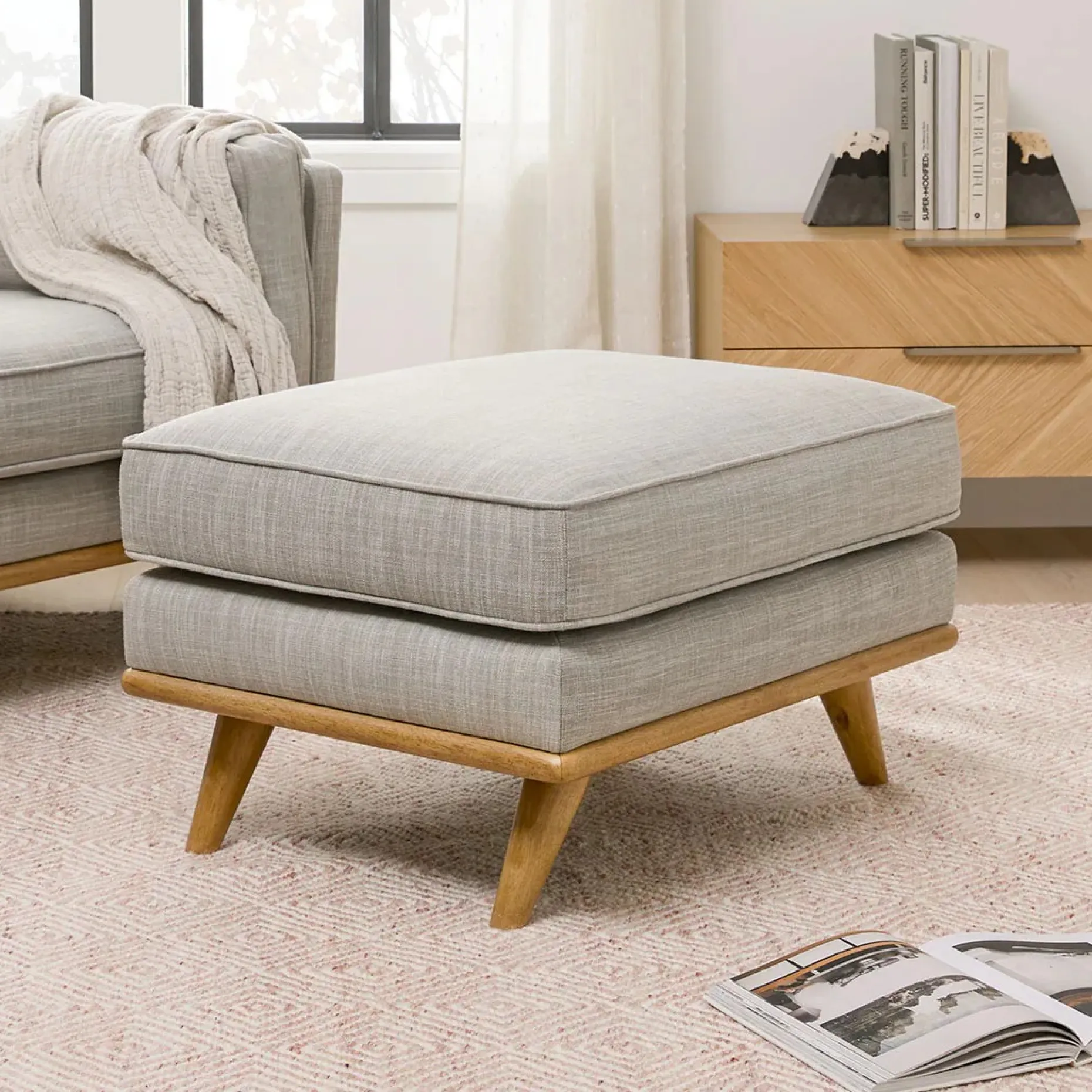 Timber 31" Ottoman - Rain Cloud Gray