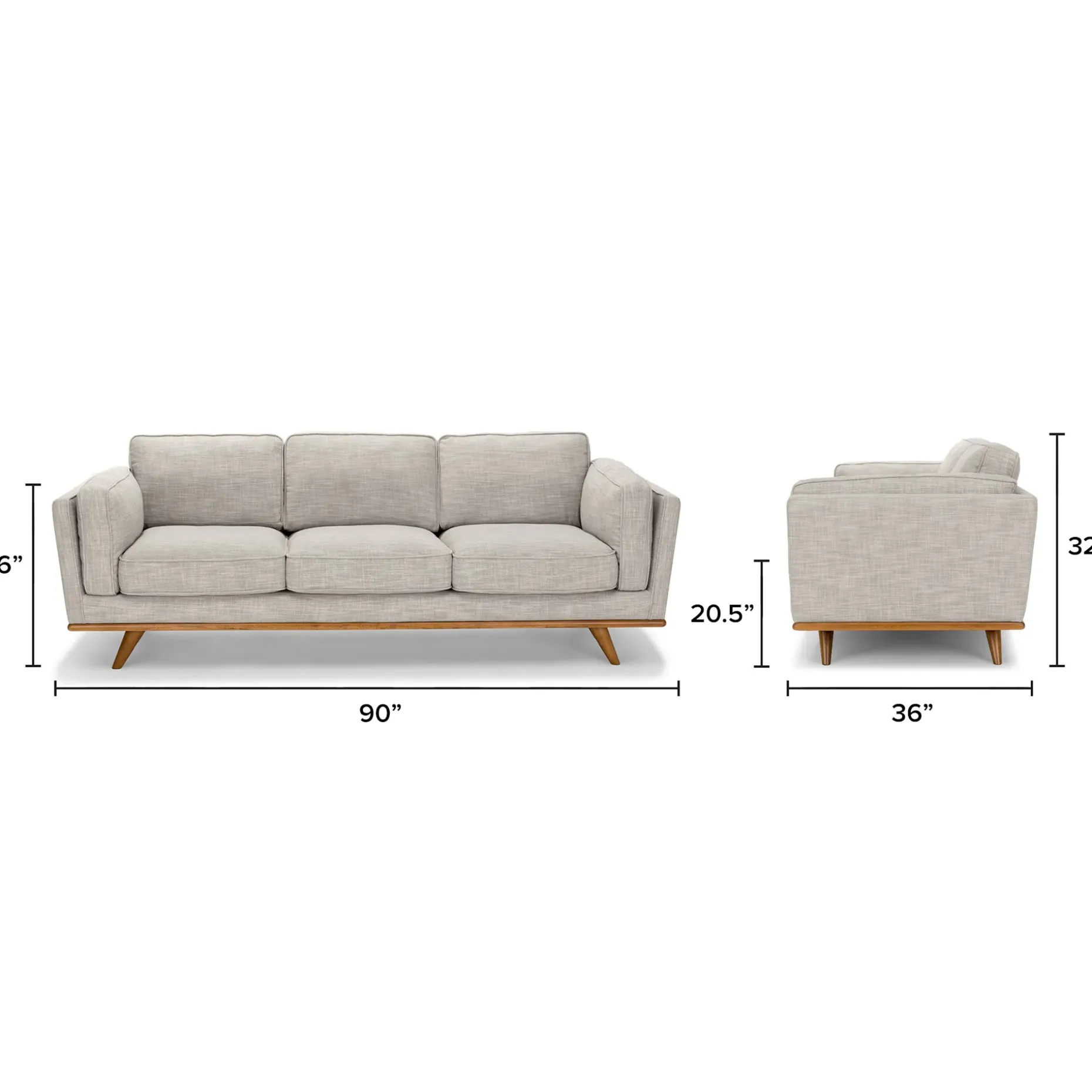 Timber 90" Sofa - Rain Cloud Gray