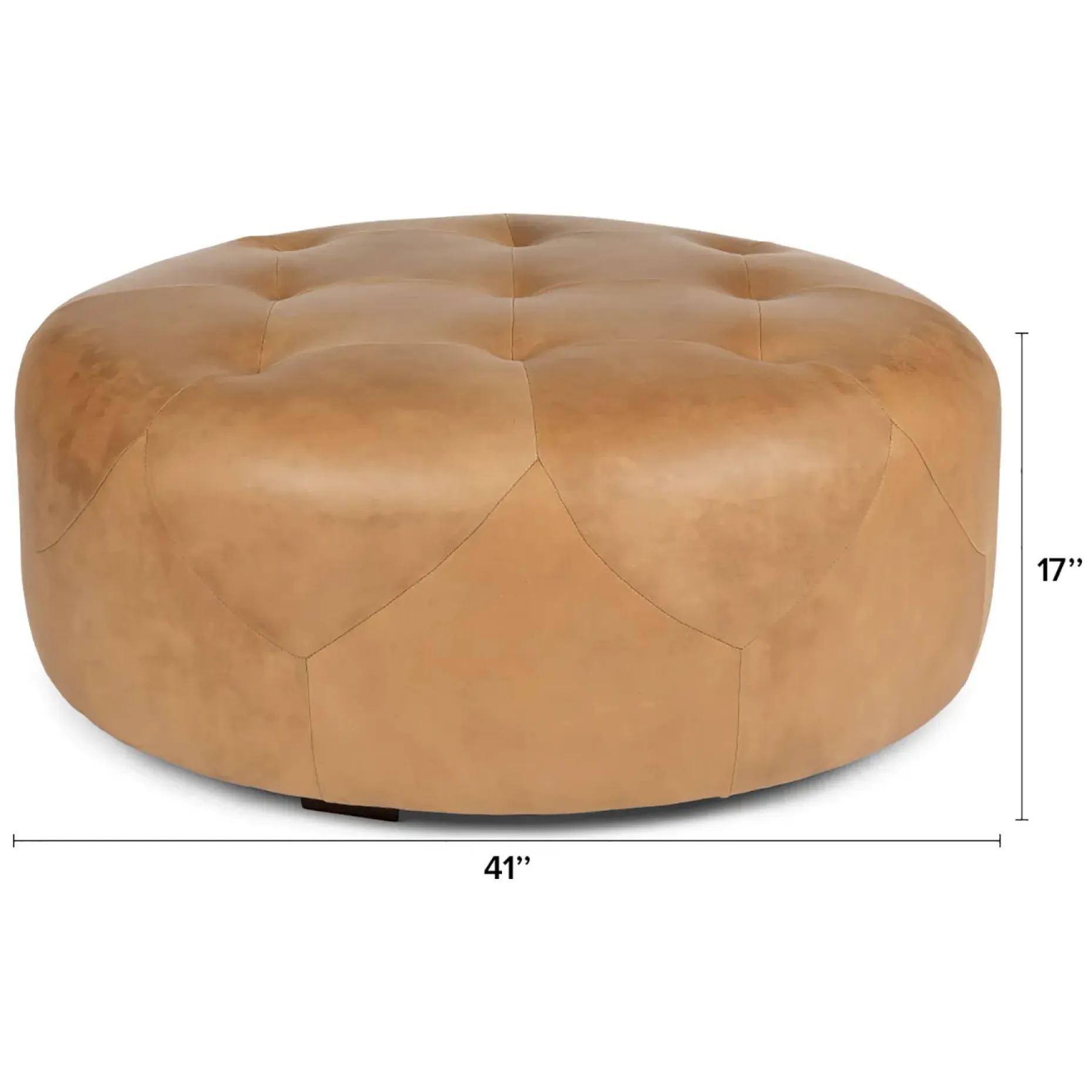Timpani 41" Leather Ottoman - Charme Tan