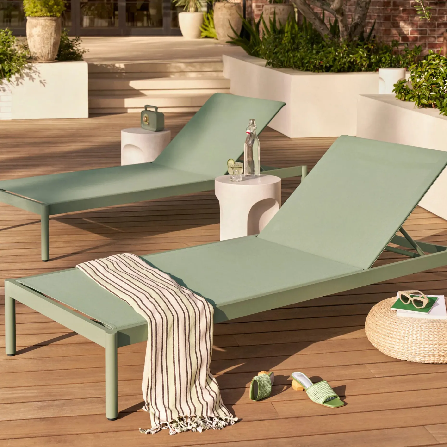 Tola 78" Outdoor Chaise Lounge - Khaki Green