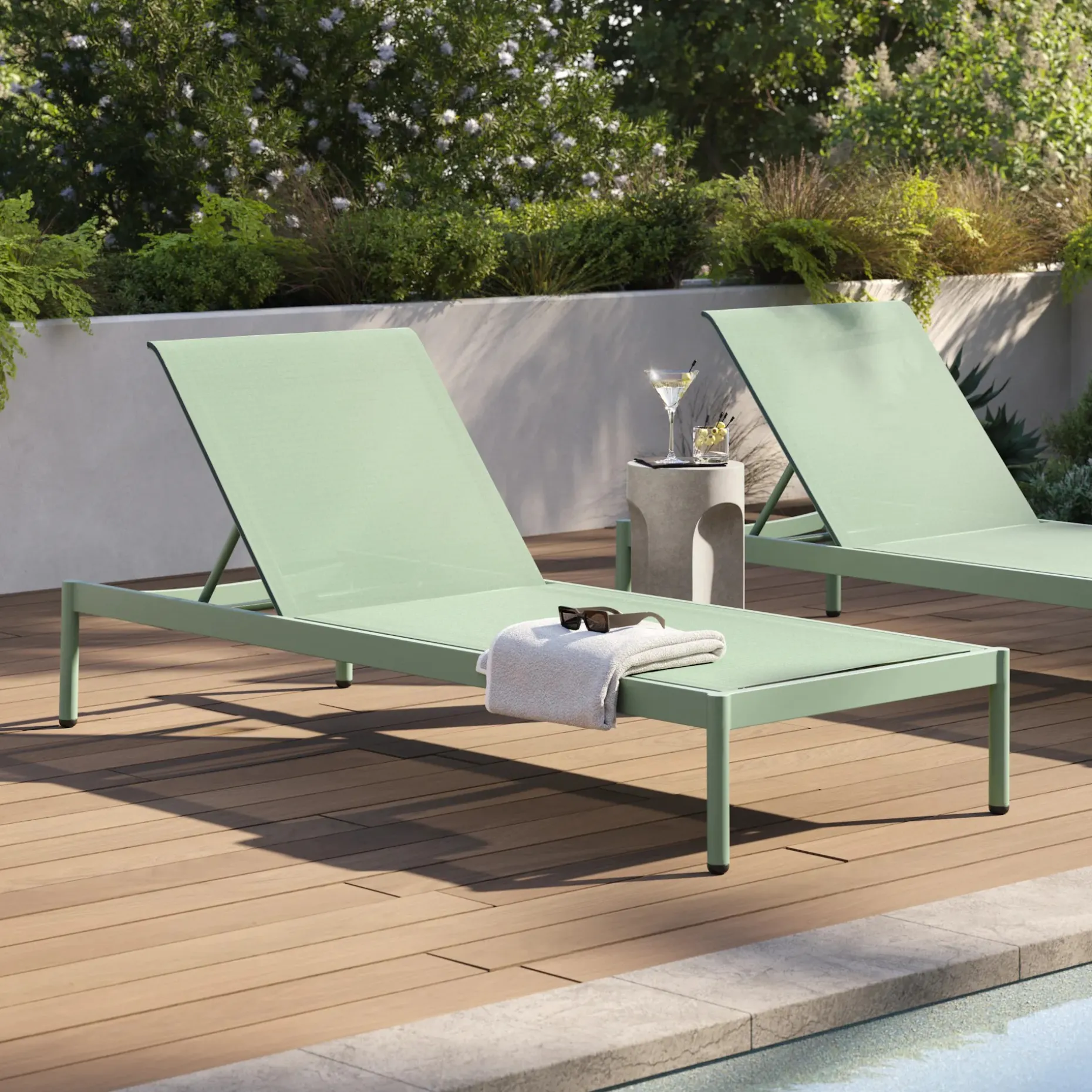Tola 78" Outdoor Chaise Lounge - Khaki Green