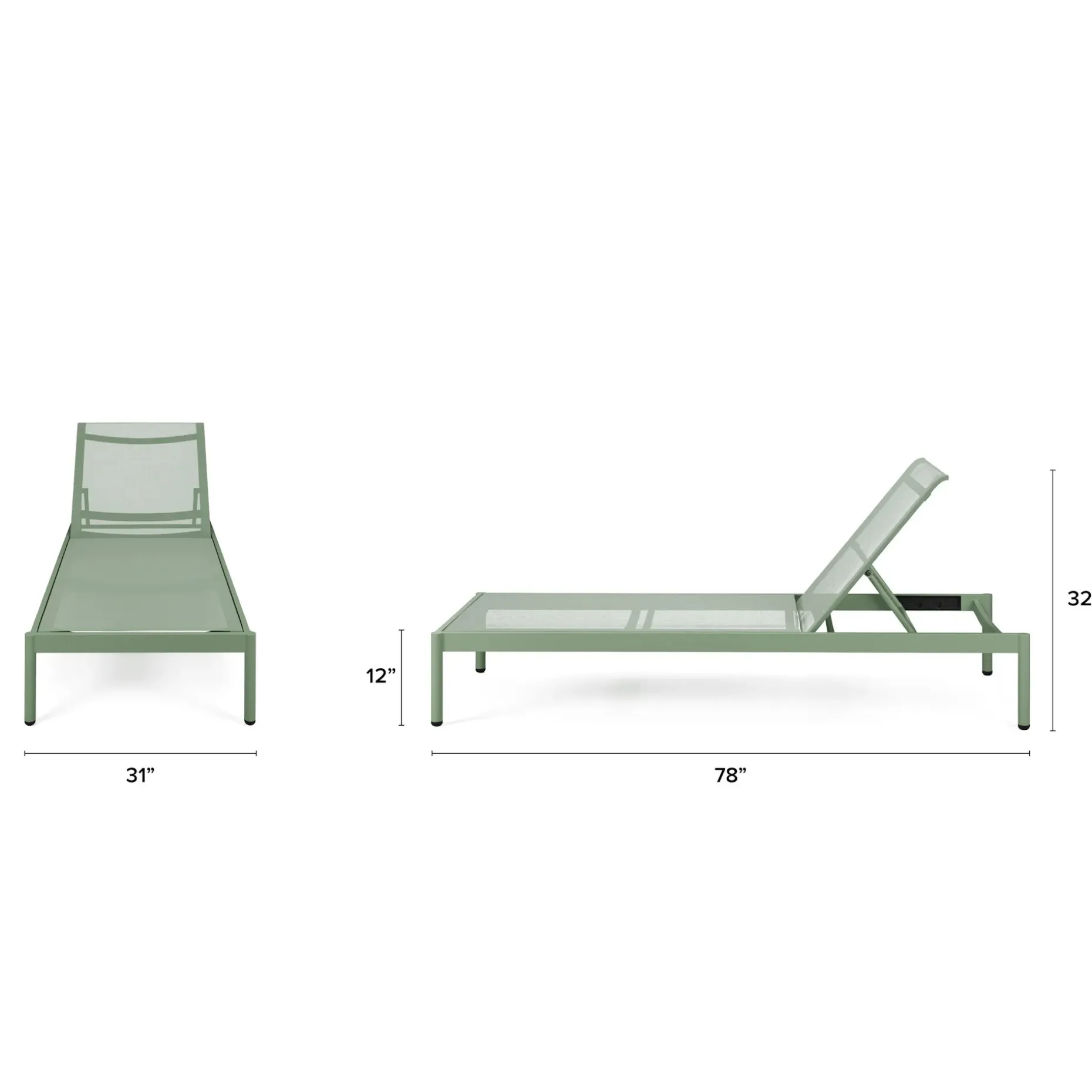 Tola 78" Outdoor Chaise Lounge - Khaki Green