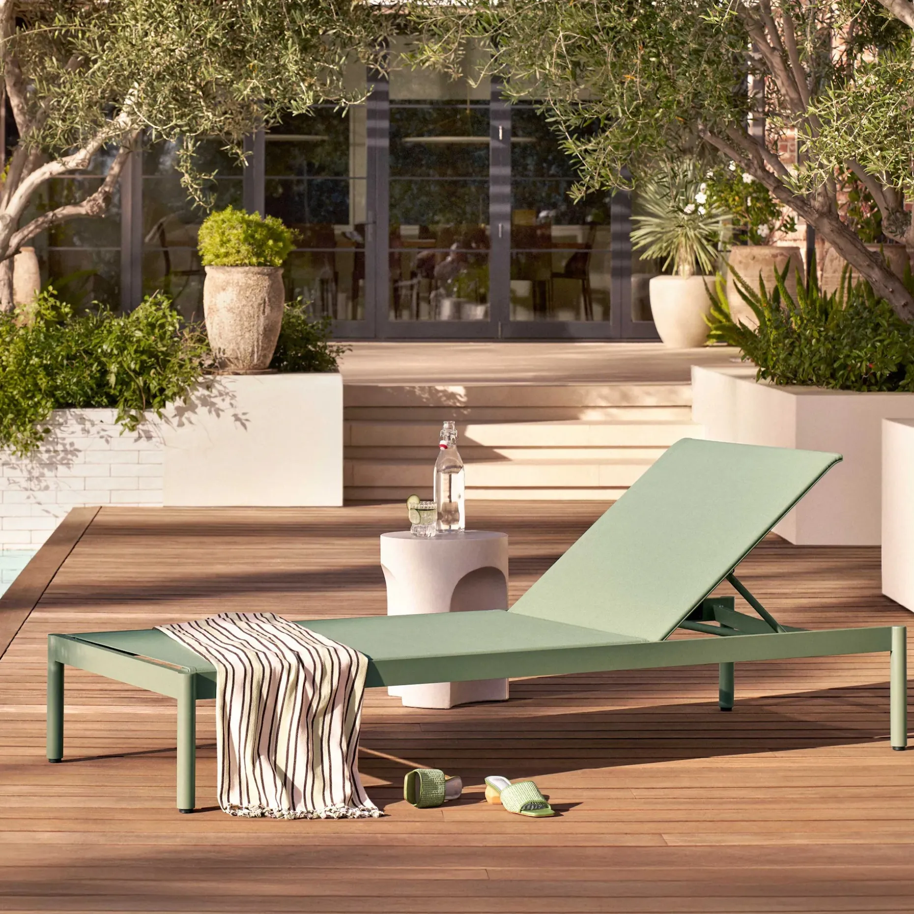 Tola 78" Outdoor Chaise Lounge - Khaki Green