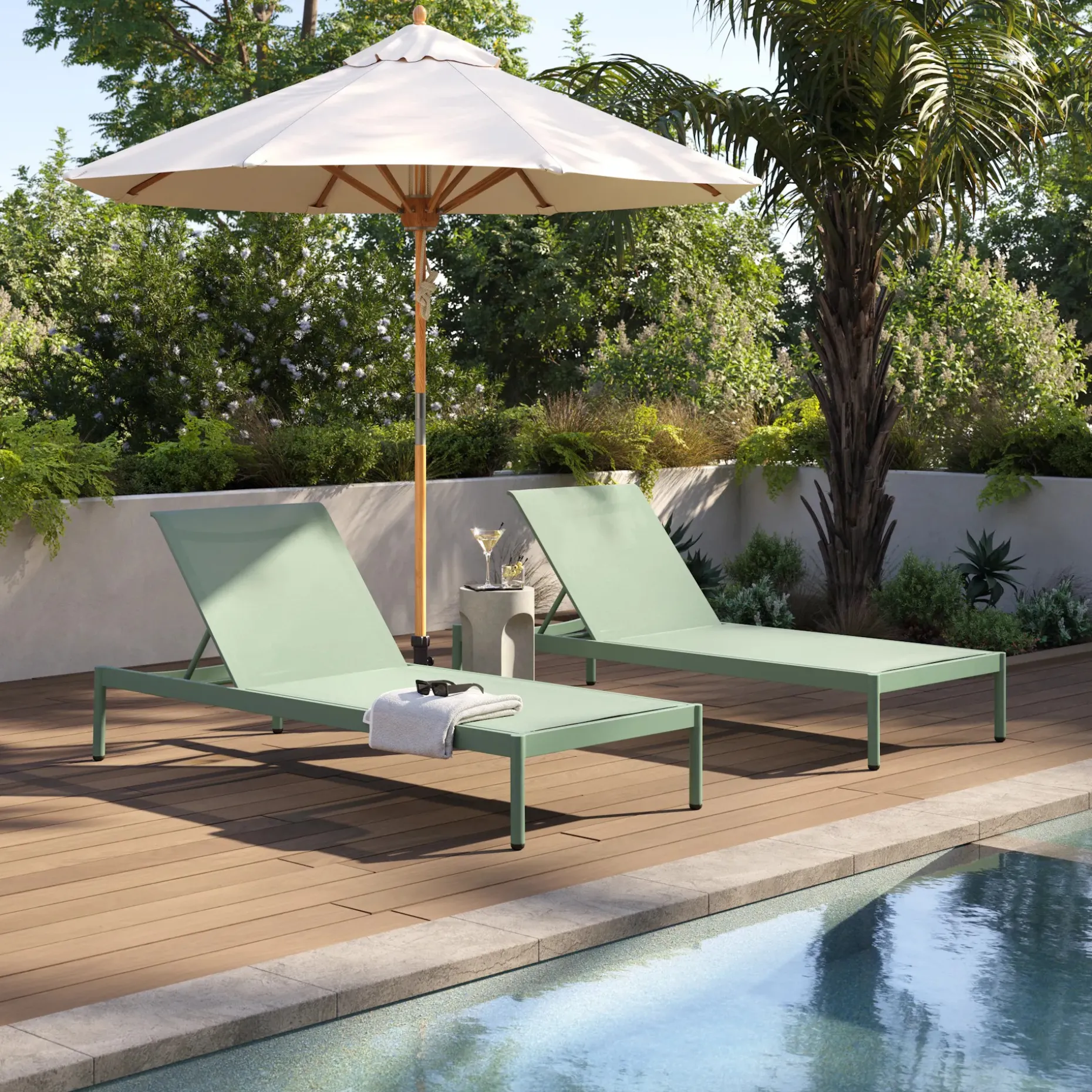Tola 78" Outdoor Chaise Lounge - Khaki Green