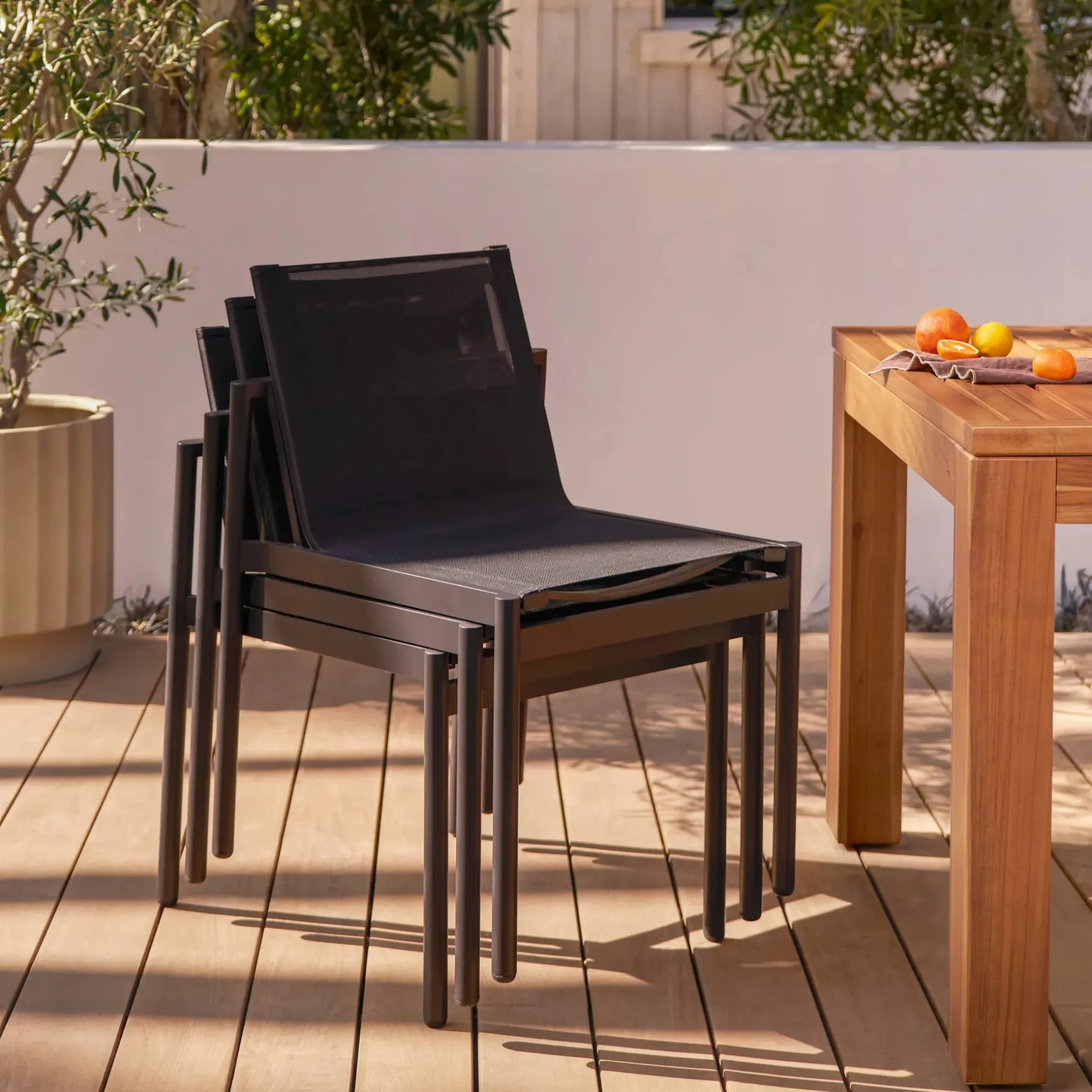 Tola Outdoor Stackable Textilene Dining Chair - Black