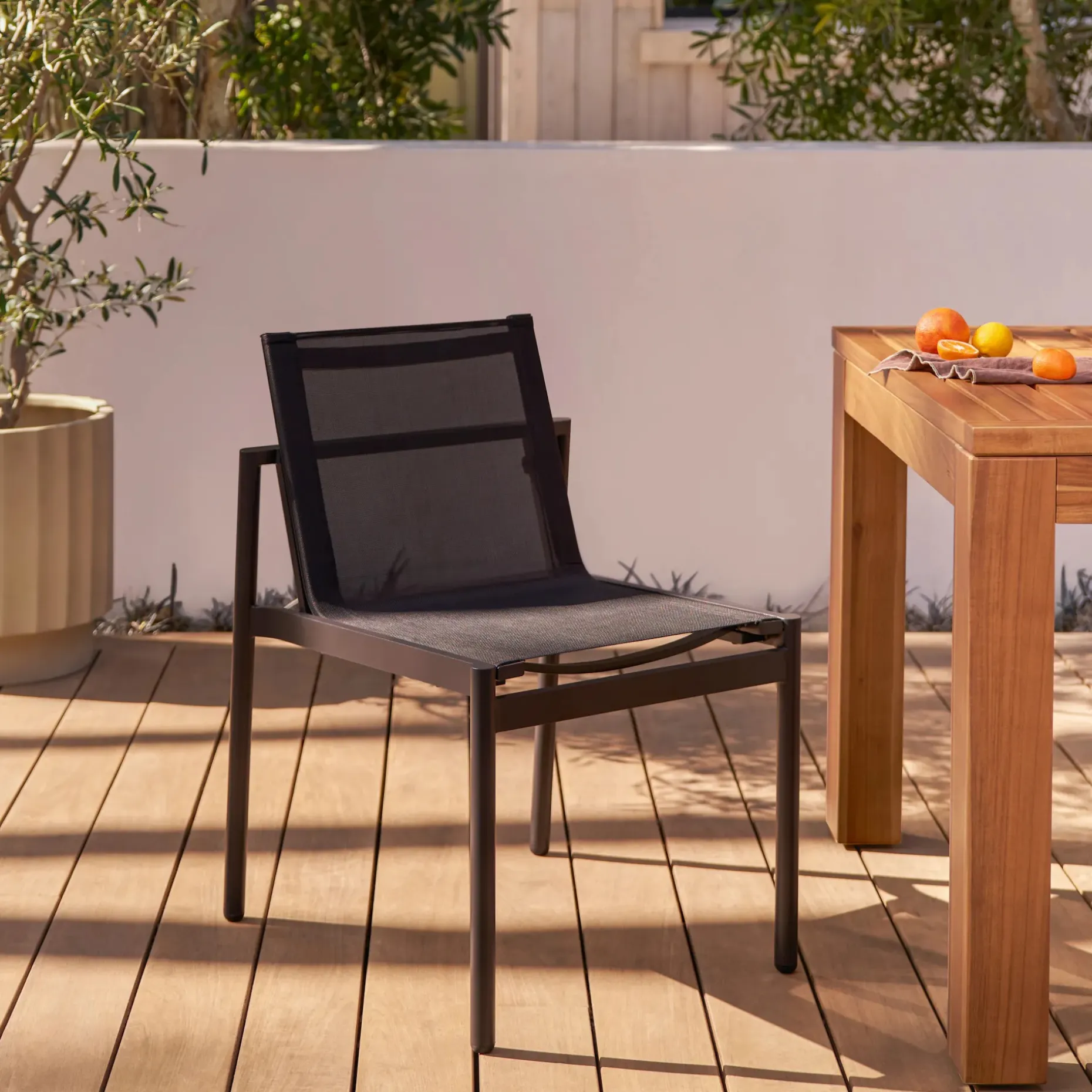 Tola Outdoor Stackable Textilene Dining Chair - Black