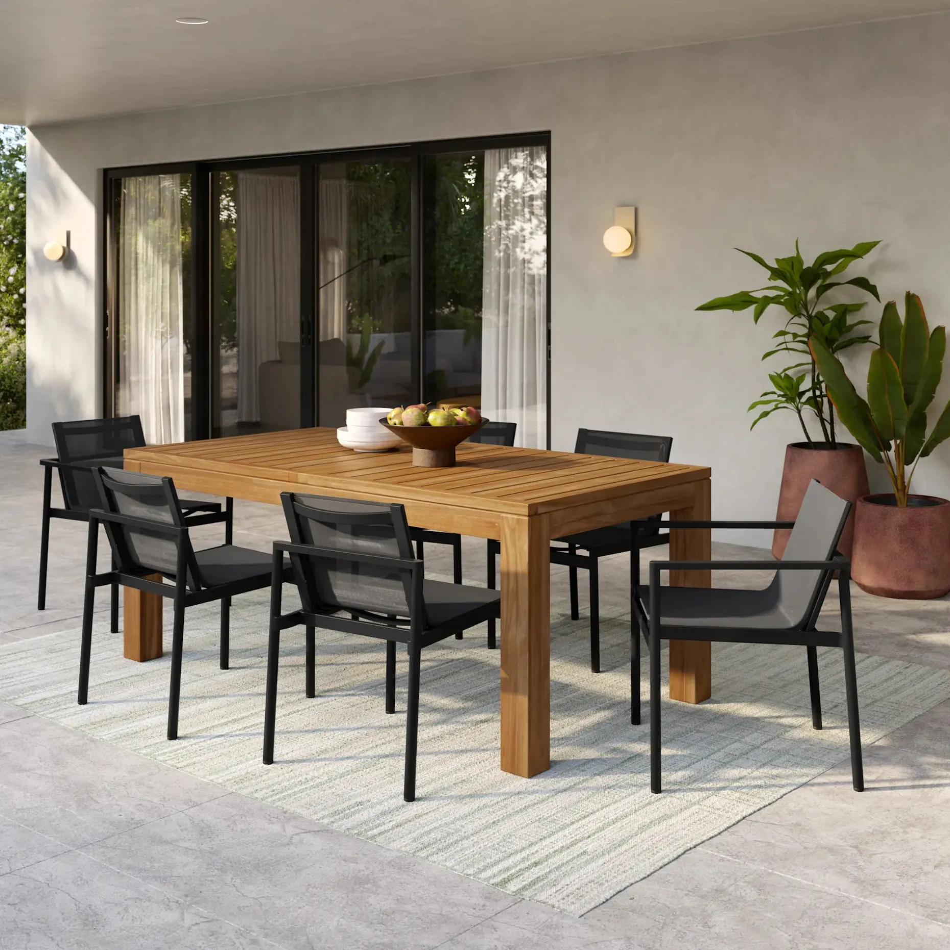 Tola Outdoor Stackable Textilene Dining Armchair - Black