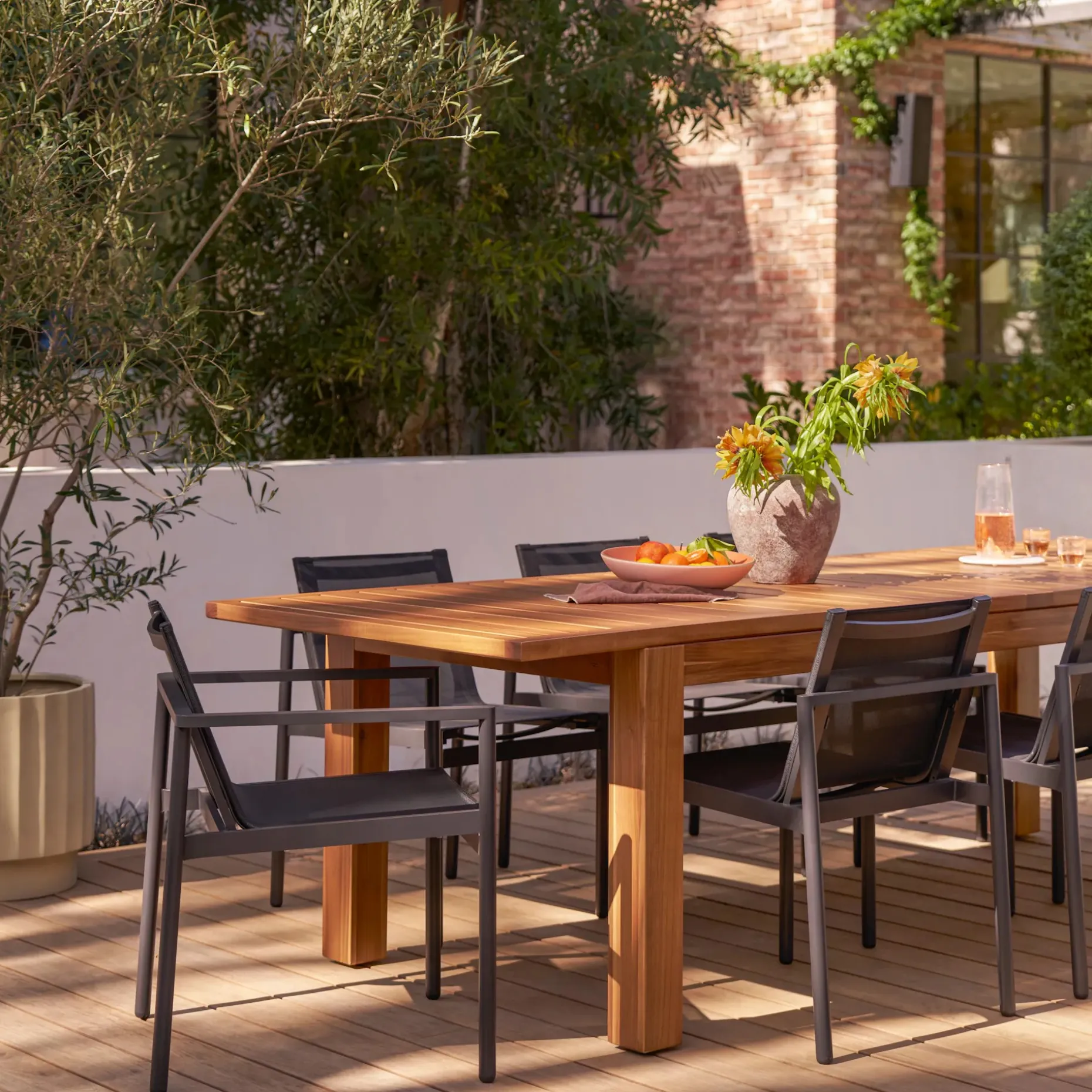 Tola Outdoor Stackable Textilene Dining Armchair - Black