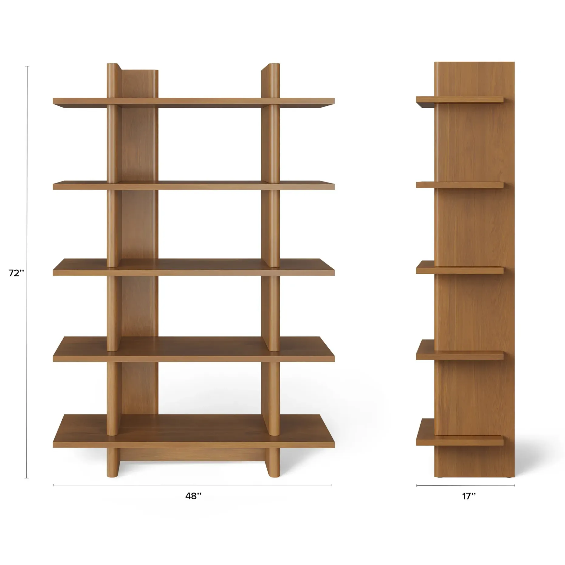 Torme 48" Bookcase, Tall - Smoked Oak