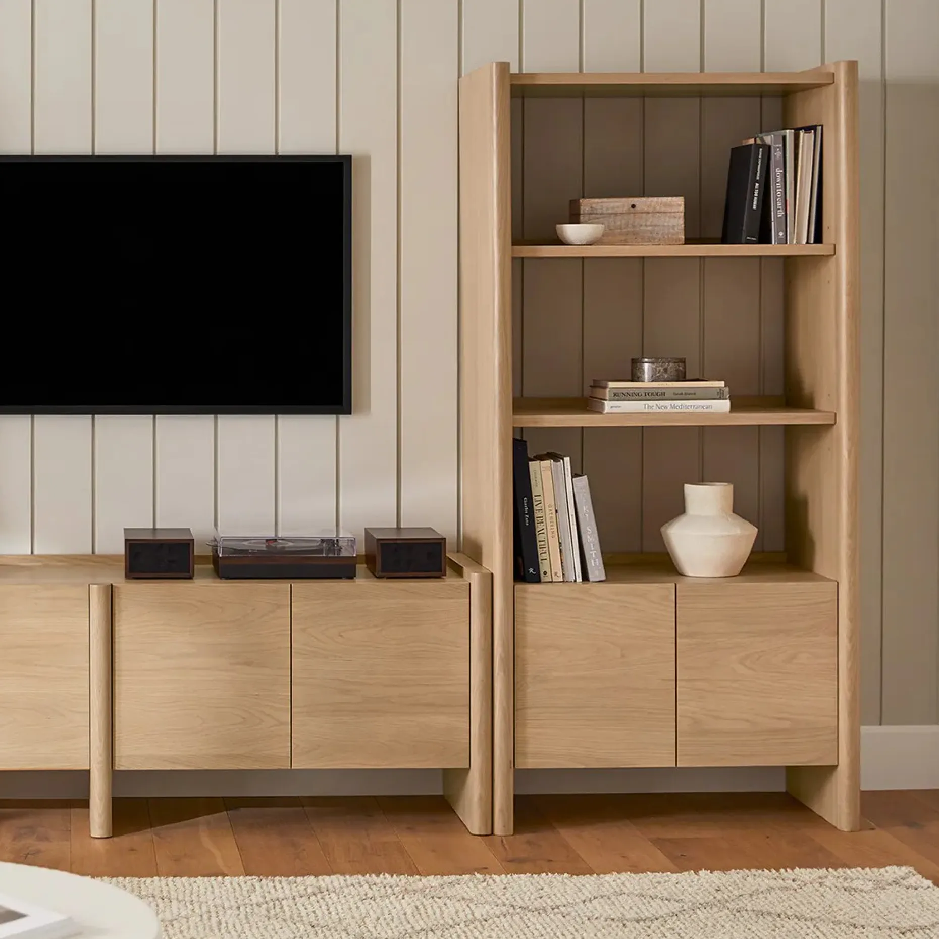 Torme 34" Bookcase with Storage, Tall - White Oak