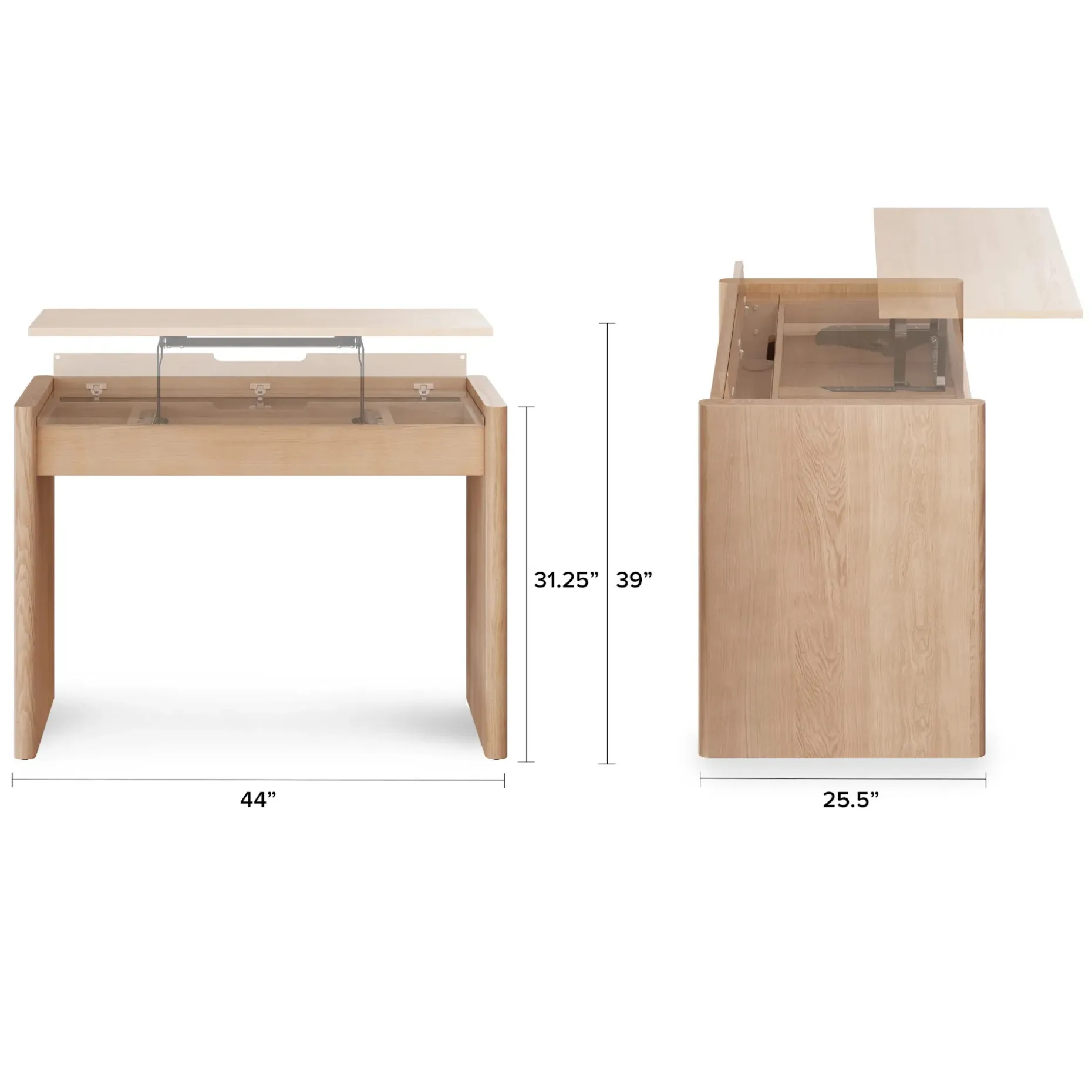 Torme 44" Height Adjustable Desk - White Oak