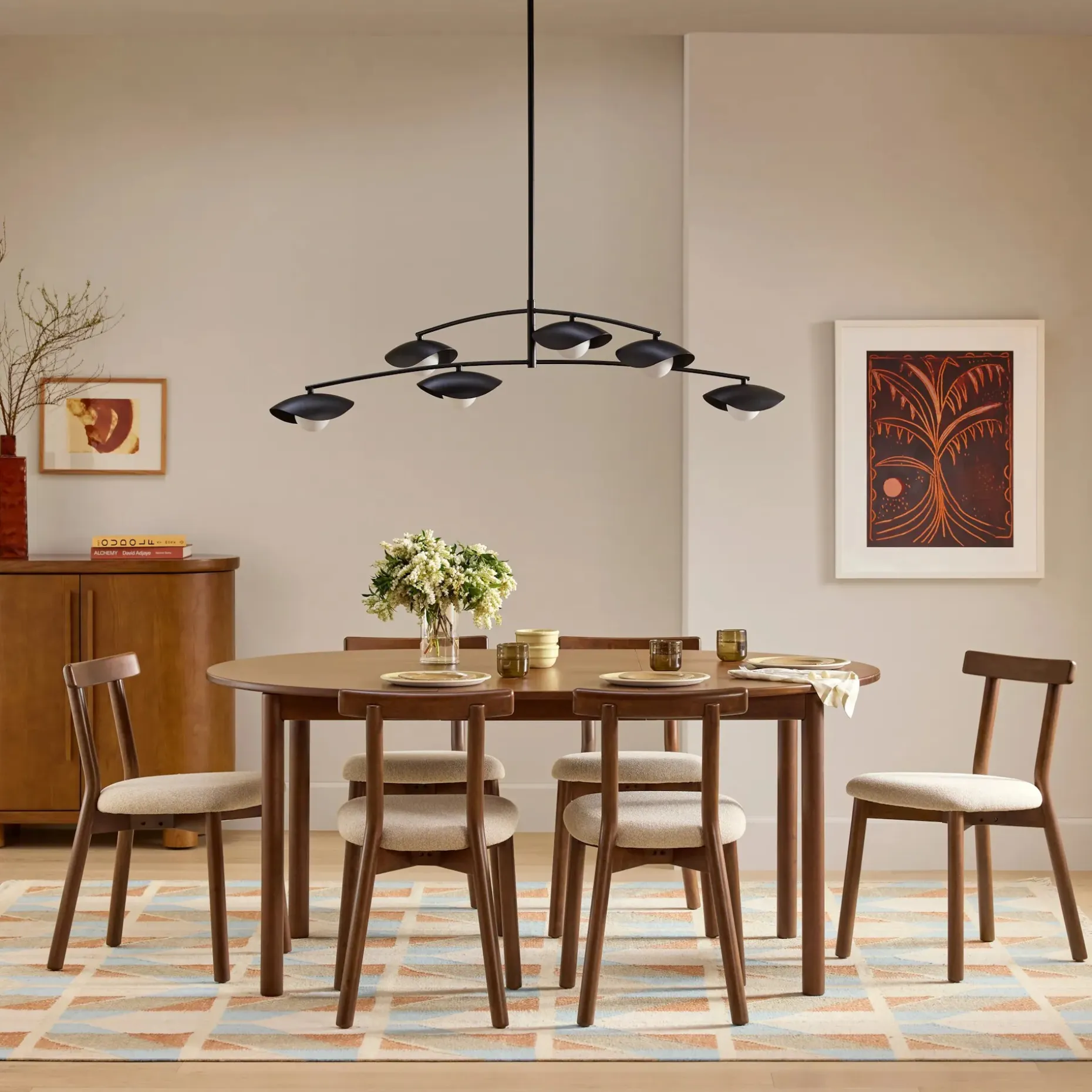 Ulka Dining Chair - Walnut and Ratine Buff
