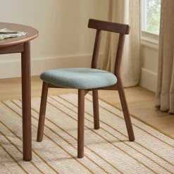 Ulka Dining Chair - Walnut and Ratine Green