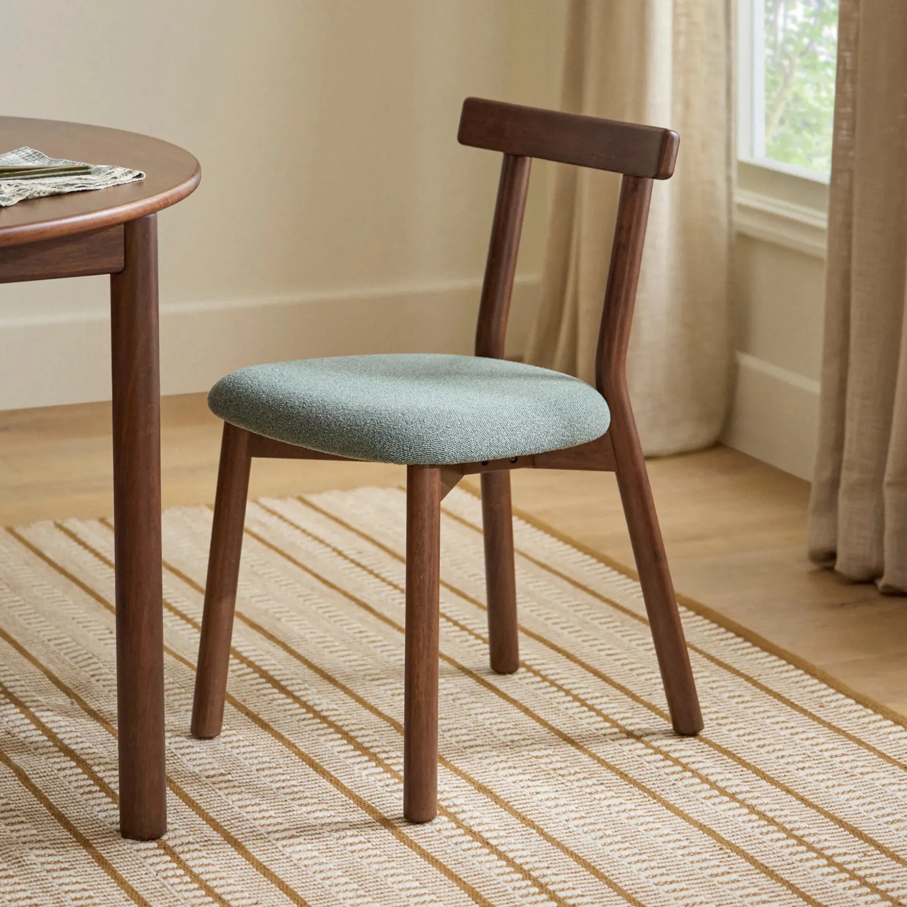Ulka Dining Chair - Walnut and Ratine Green