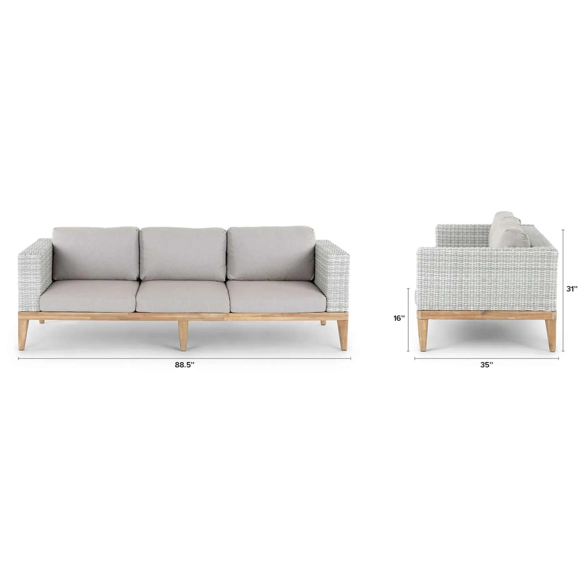 Urba 88.5" Outdoor Sofa Set - Beach Sand