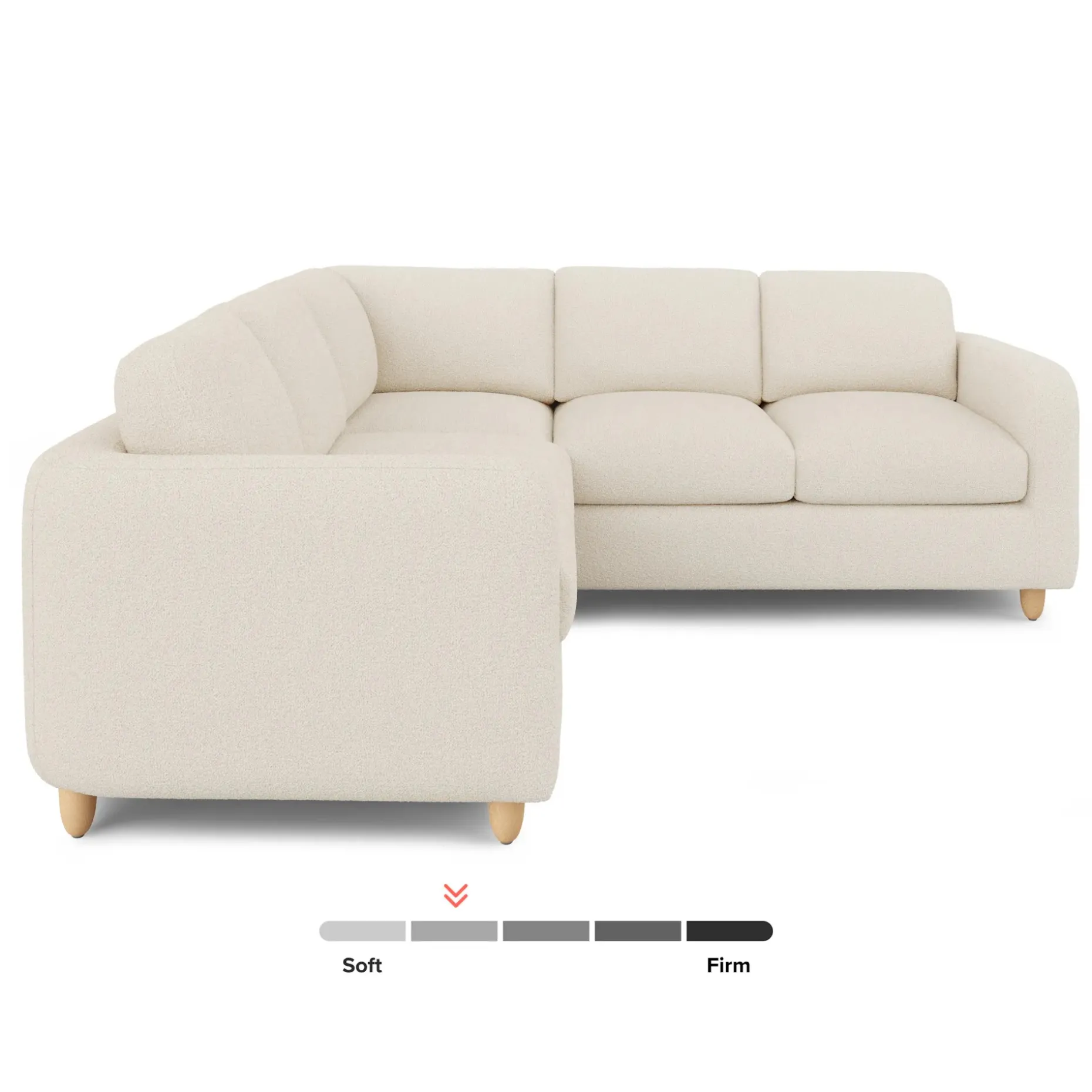 Vati 92" Corner Sectional - Natural Oak and Ivory Wool Bouclé