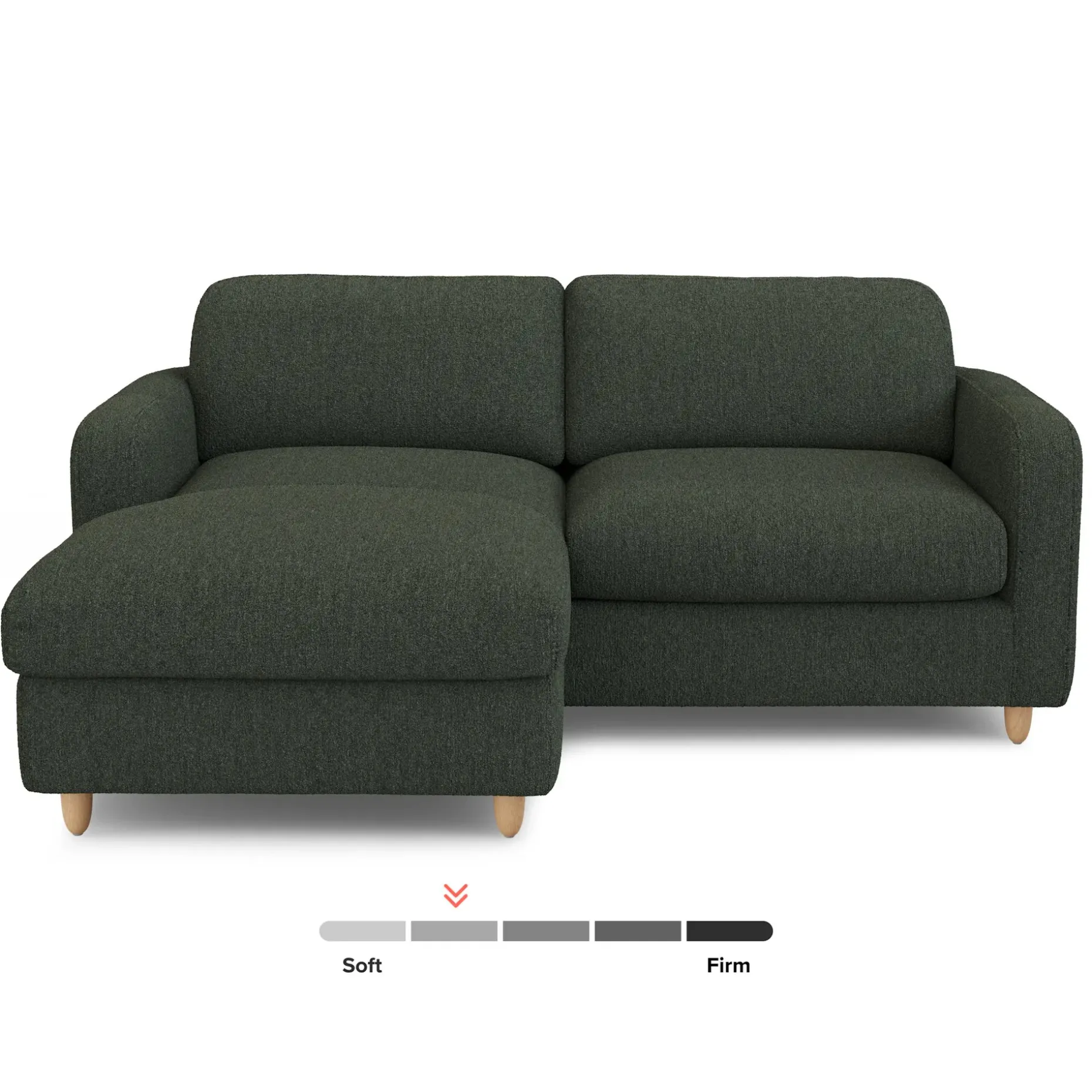 Vati 80" Left Storage Sectional - Natural Oak and Green Wool Bouclé